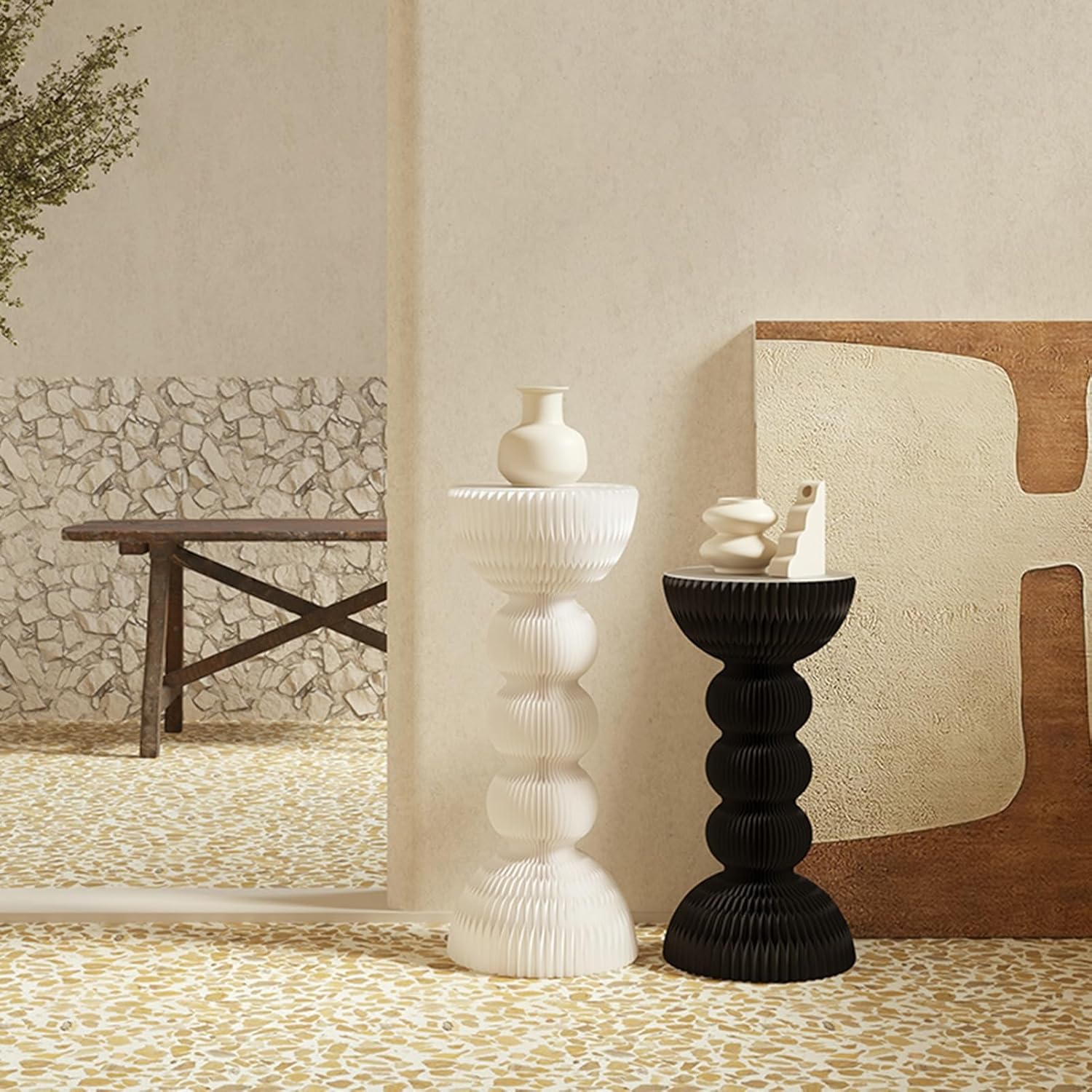 Cylinder Pedestal Stands for Display and Decorations Black 44x90cm