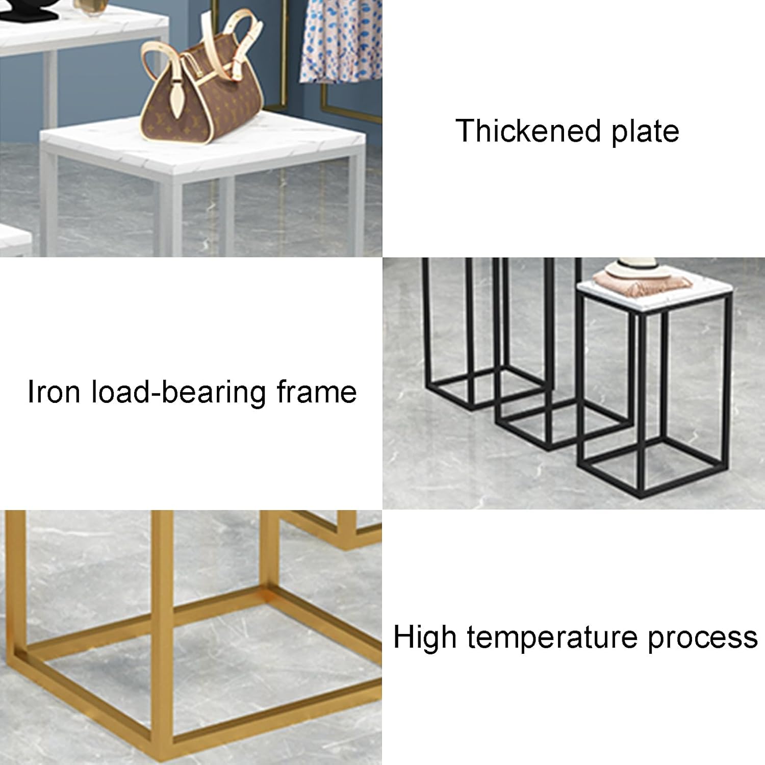 Metal Display Pedestal Stand for Clothing Store Black 35x25x60cm