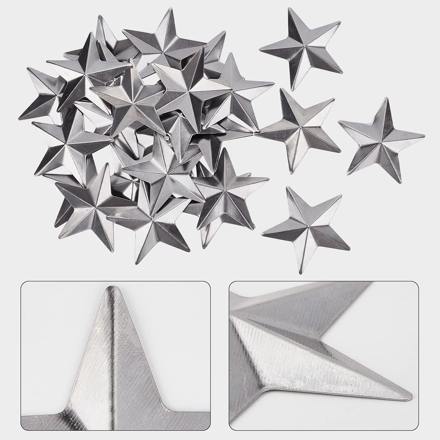 GORGECRAFT 100PCS 2 Inch Primitive Silver Metal Stars