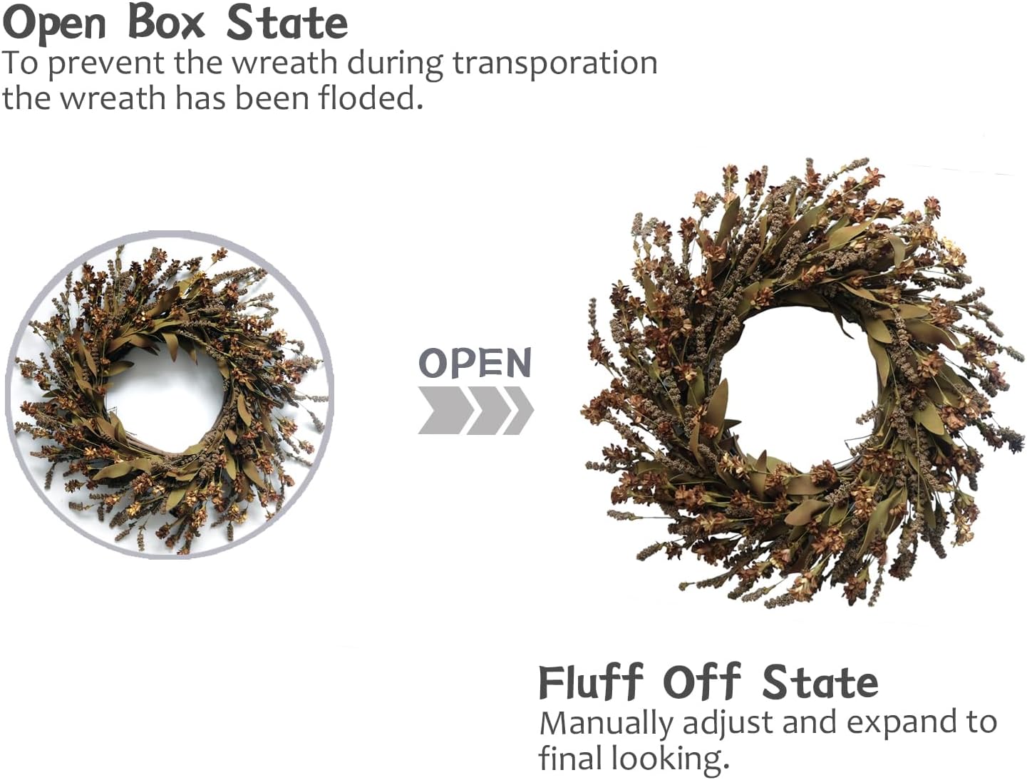 TEMPUS 20 Inch Artificial Coffee-Colored Fall Wreath