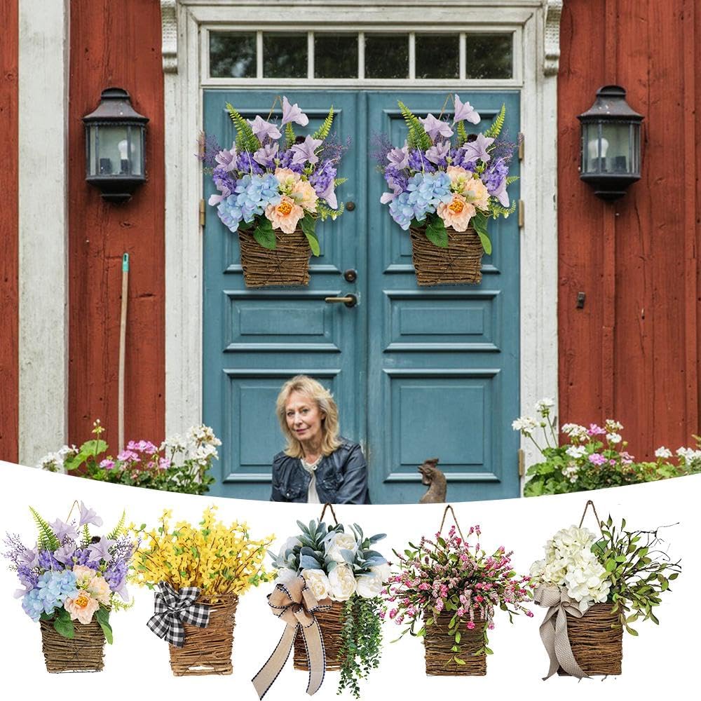 18 Inch Hydrangea Wreath Front Door Basket