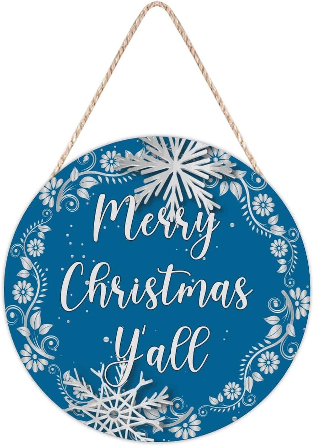 Christmas Gold Wreath Door Hanger Wood Sign