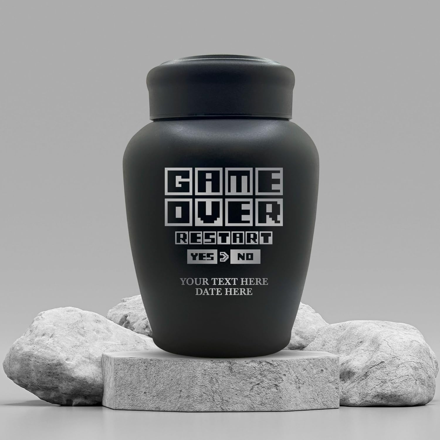 Personalized Gaming Cremation Urn with Name and Funny Design