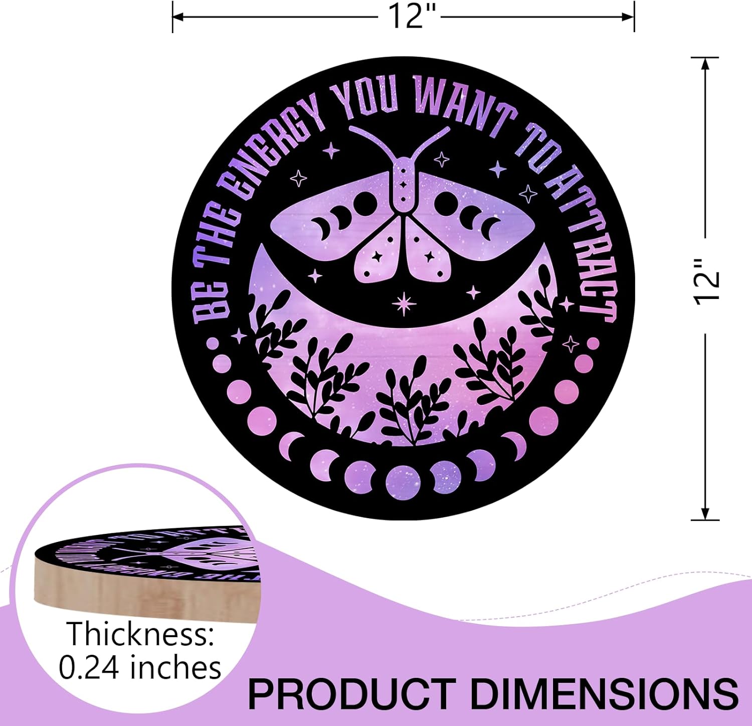 Deroro Purple Halloween Witch Moon Phase Door Sign