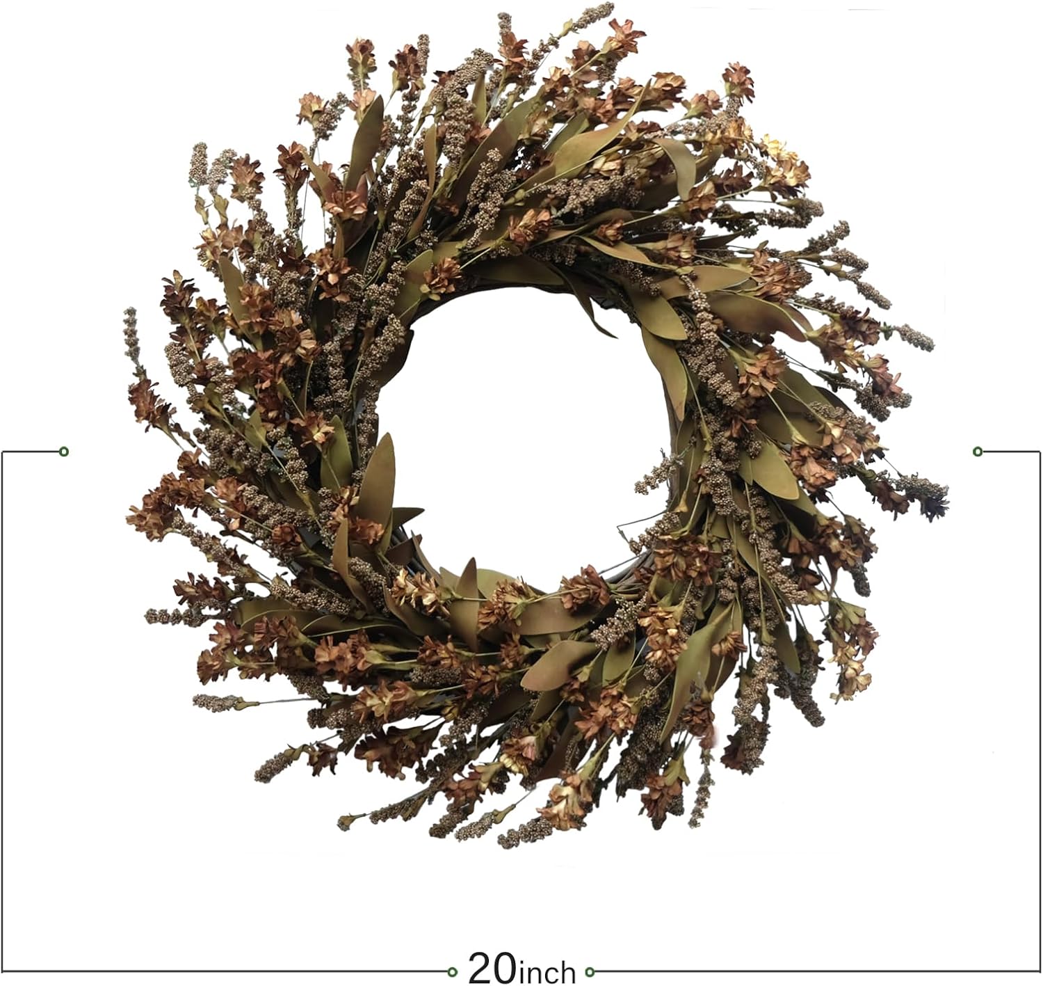 TEMPUS 20 Inch Artificial Coffee-Colored Fall Wreath