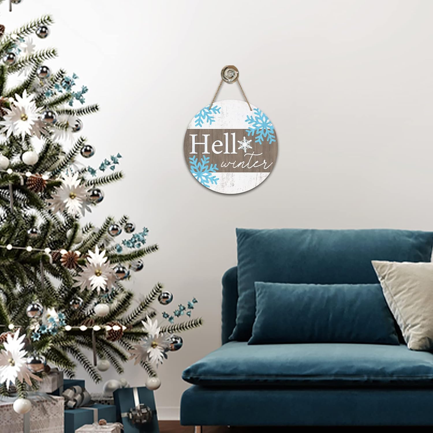 Deroro Hello Winter Front Door Sign Decor