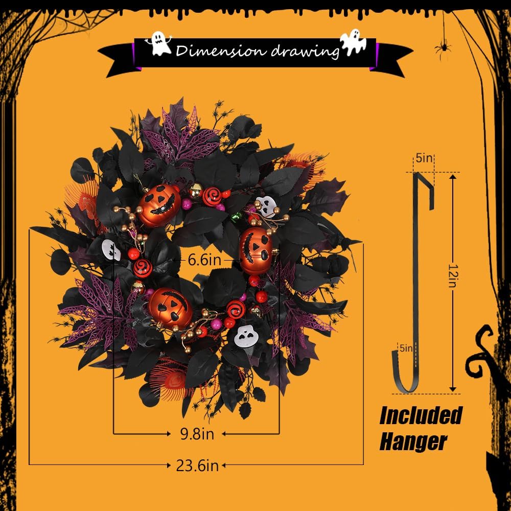 24 inch Glitter Halloween Wreath Outdoor Decor