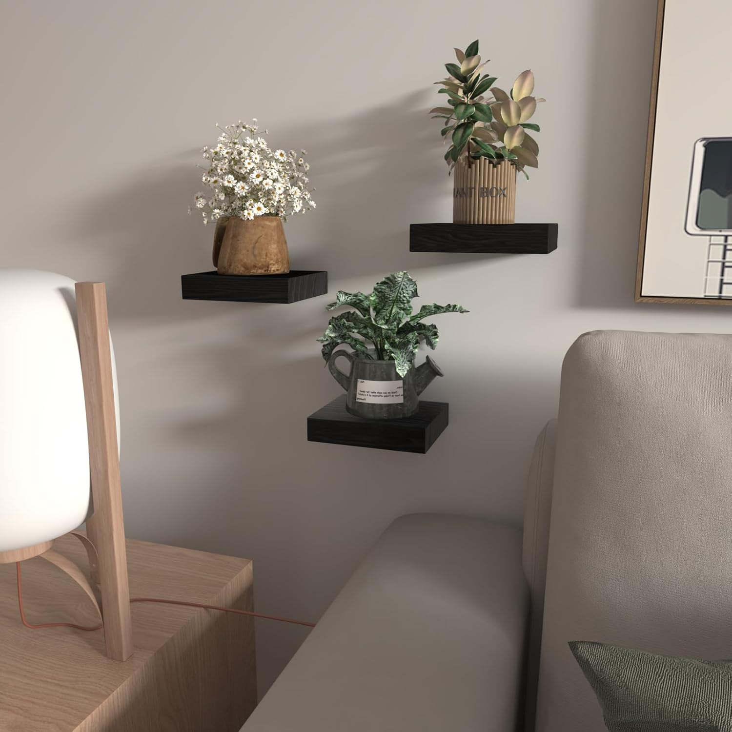 PopiShelves 3 Pack 6 Inch Mini Square Wall Shelves