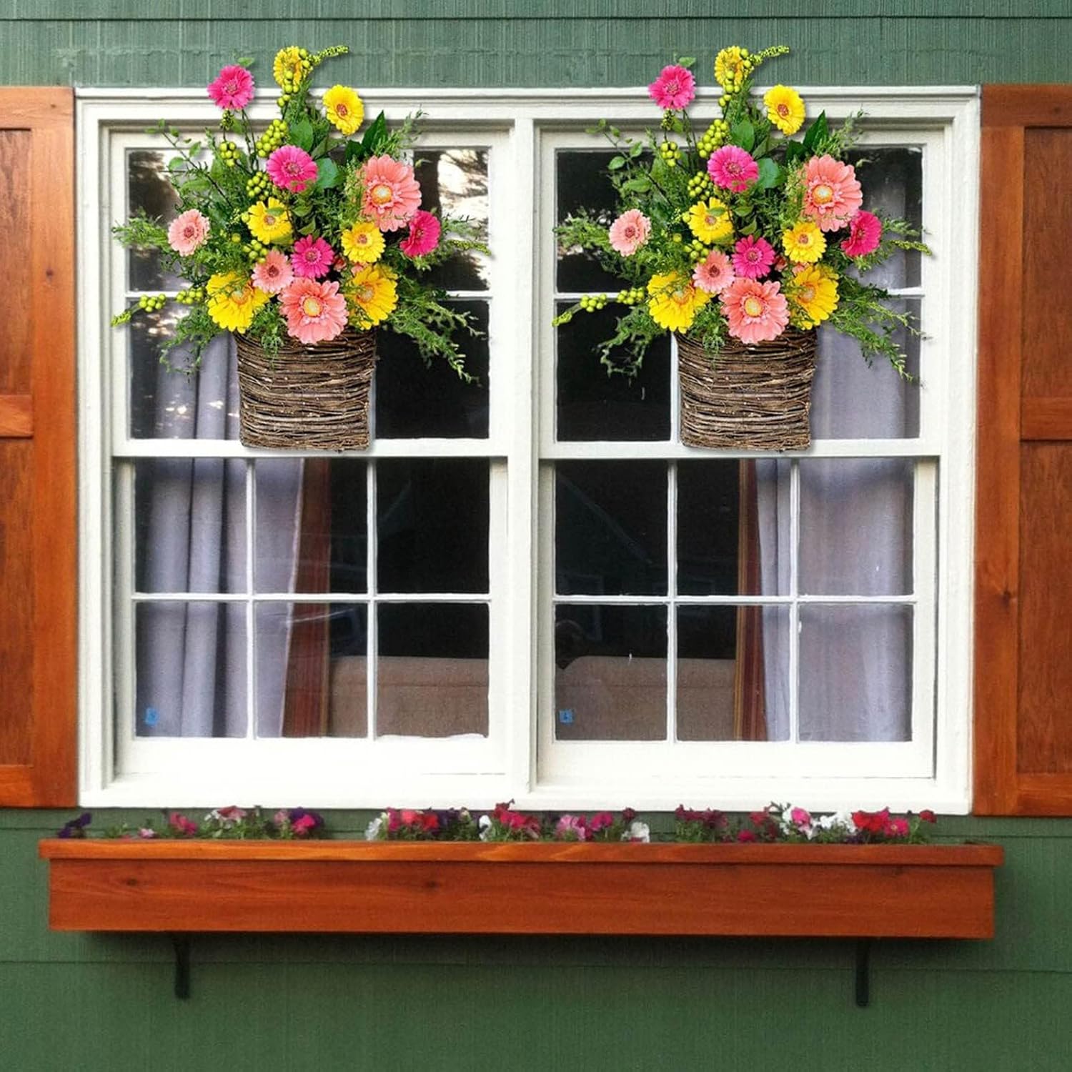 Cream Hydrangea Door Hanger Basket Wreath
