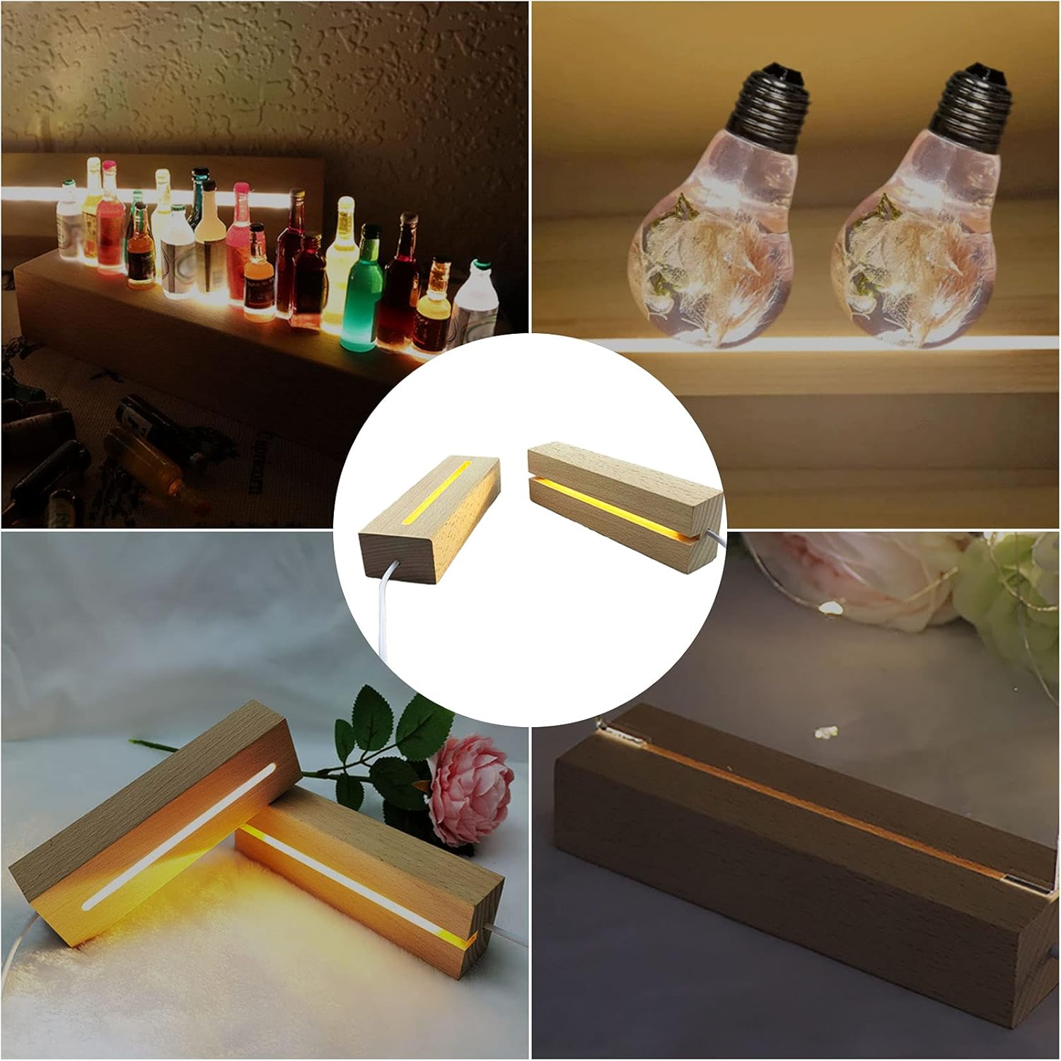 LED Light Display Base Stand with USB Power 2PC