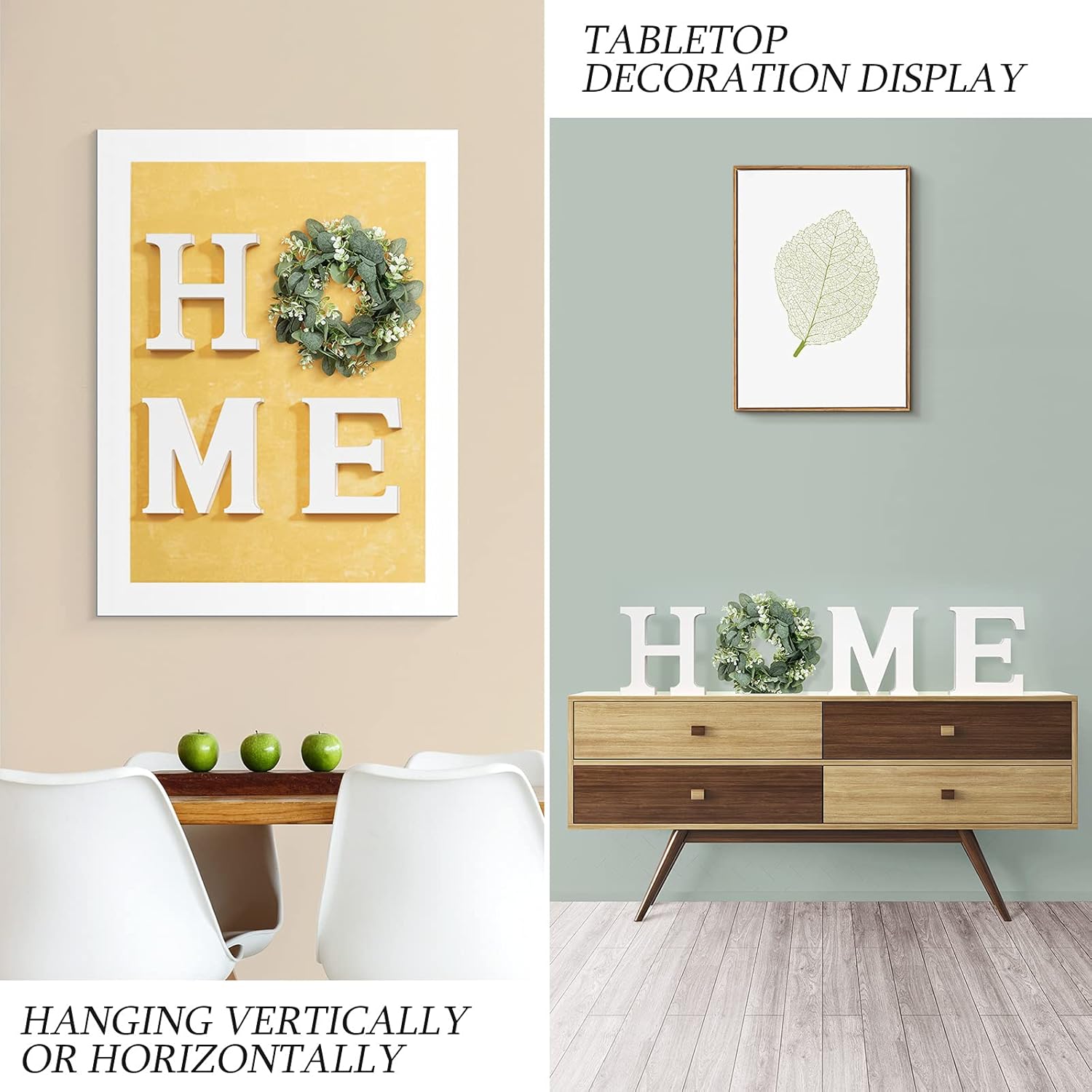 MAYICIVO Modern Wooden Home Sign with Wreath