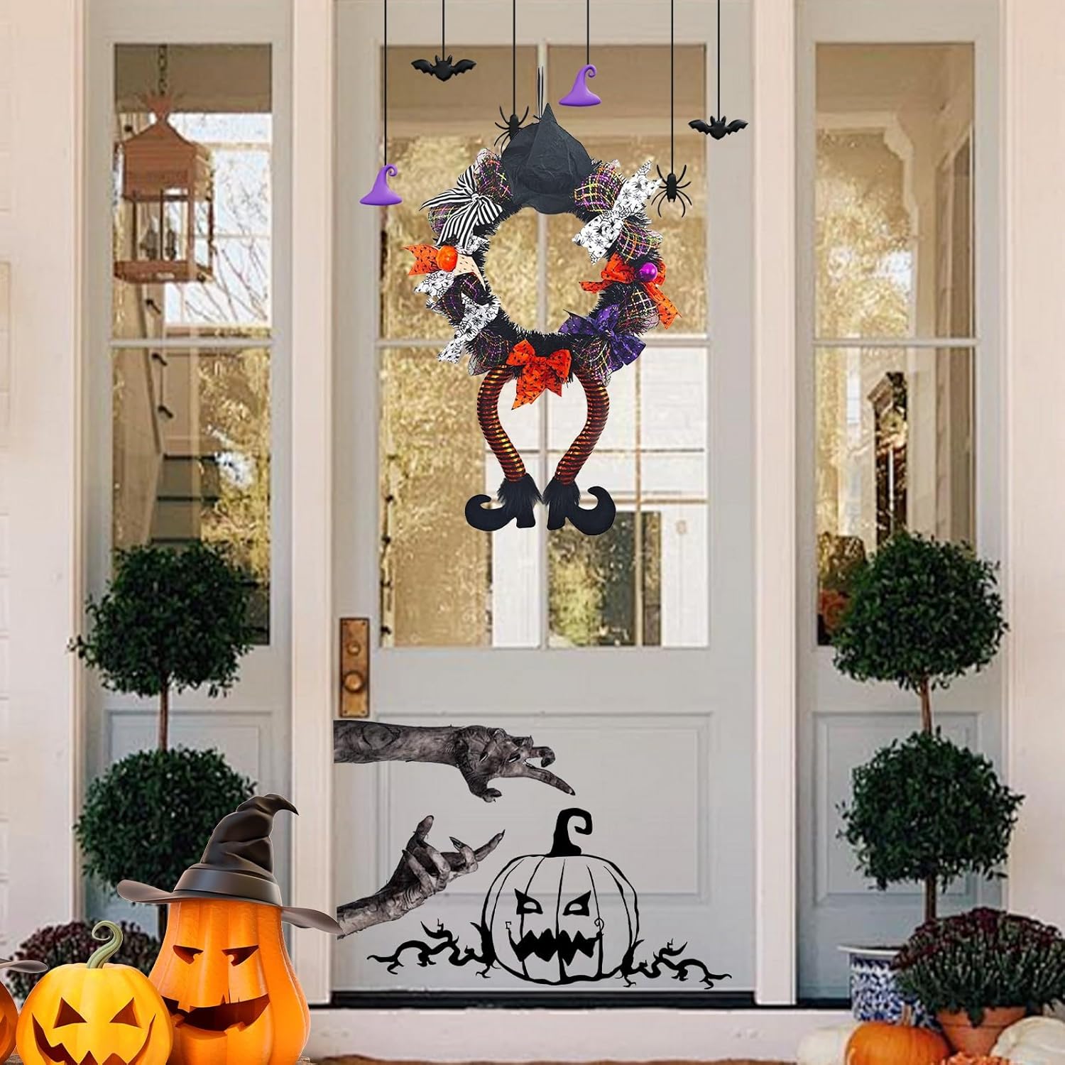 25 Inch Halloween Witch Wreath Door Decor