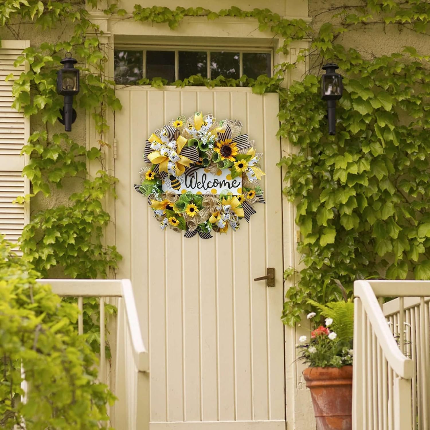 Generic Sunflower Front Door Wreath for All Seasons
