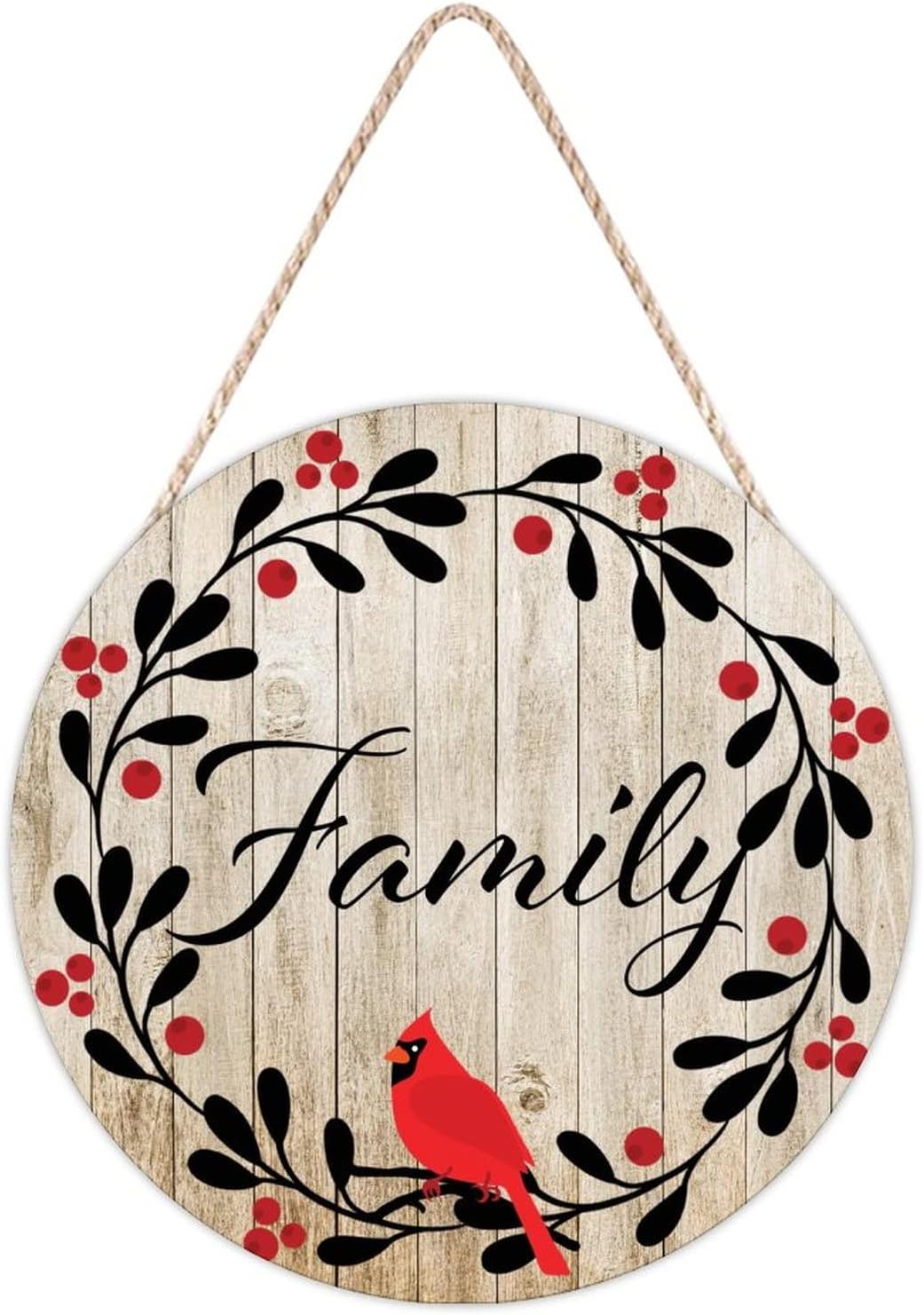 Farmhouse Door Wreath with Red Birds and Memorial Quote