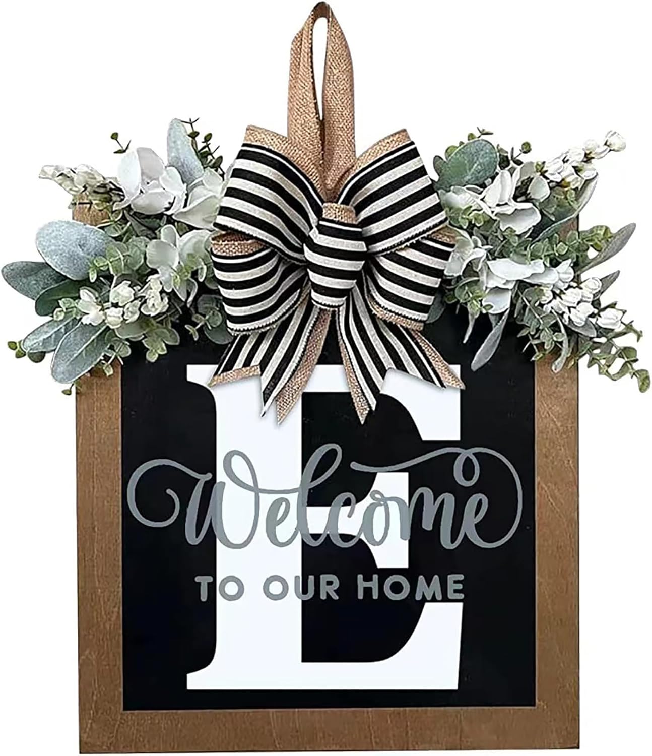 2023 New Surname Front Door Garland Wreath with 26 Letters Welcome Sign