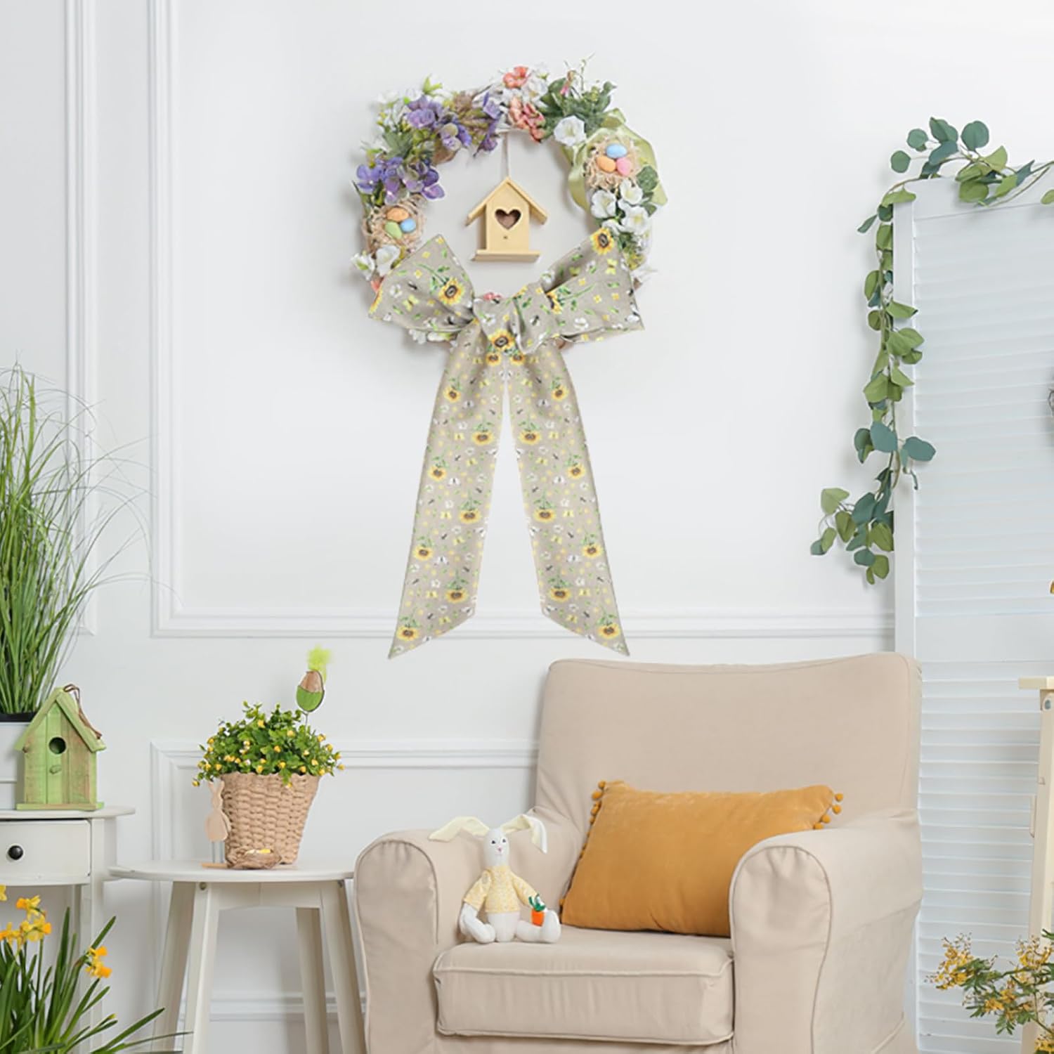 Boho Wreath Sash for Front Door - 2 Pcs Sunflower Style