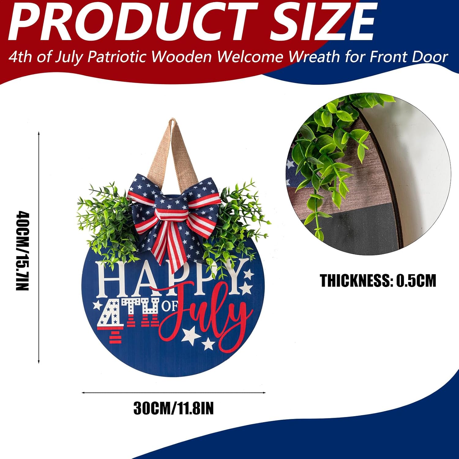 4th of July Patriotic Wooden Door Wreath