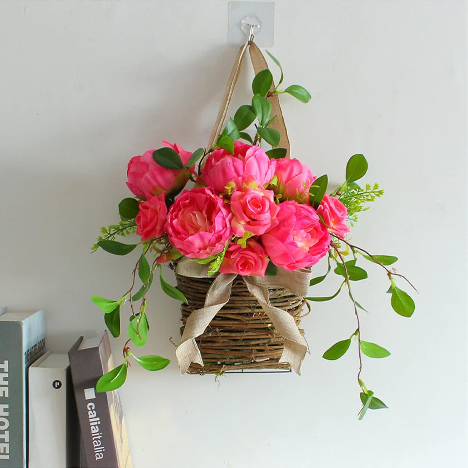 Asodomo Pink Peony Flower Wreath Door Decor