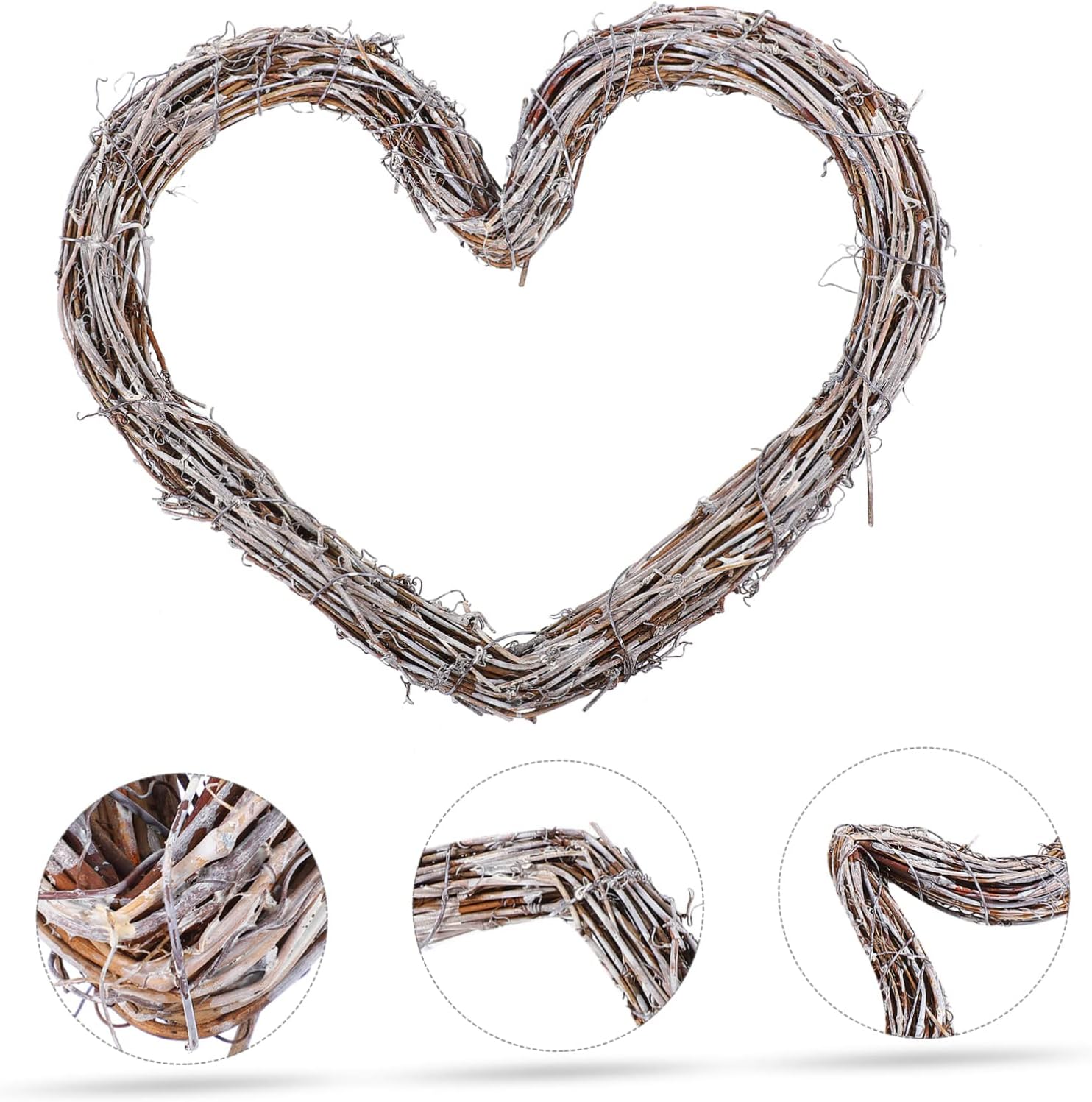 PRETYZOOM Rattan Heart-Shaped Door Wreath