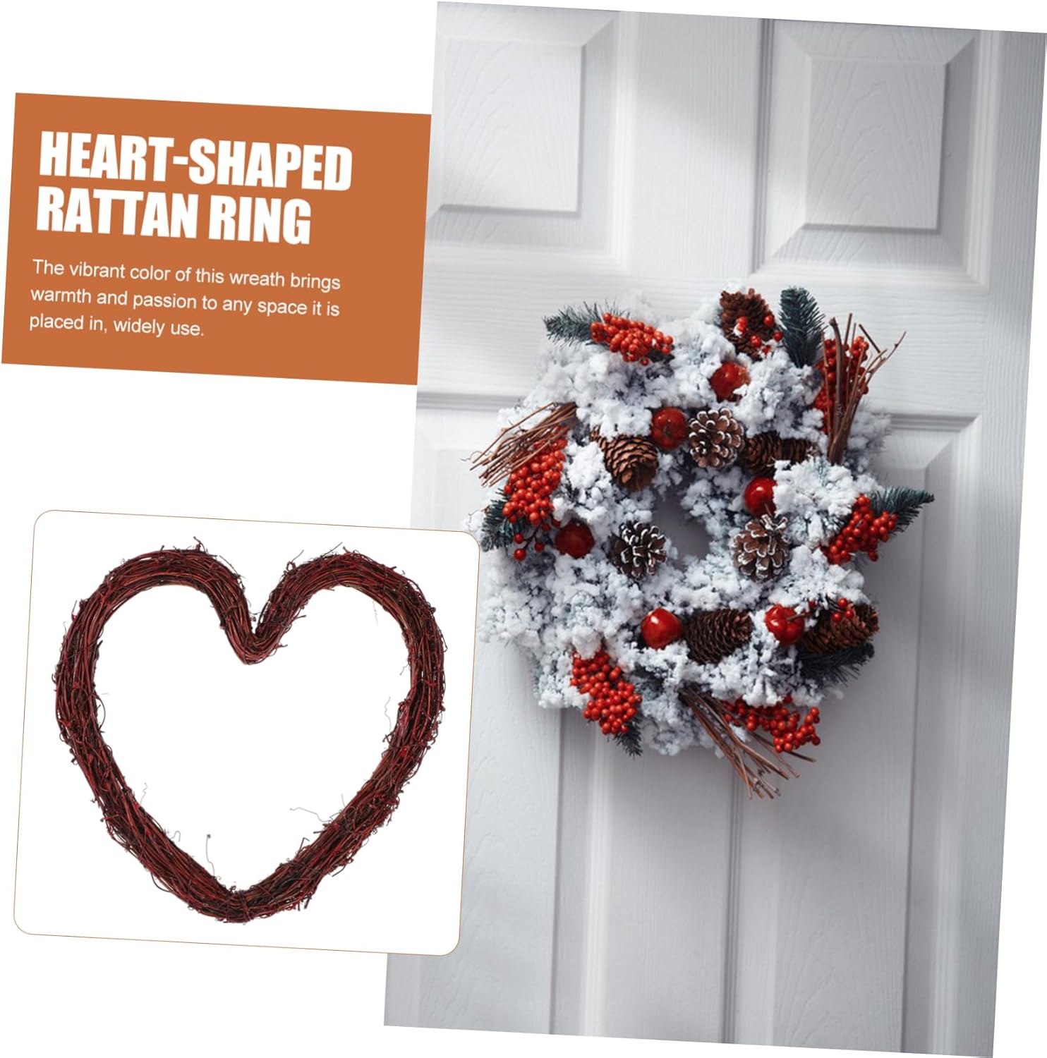 Floral Rattan Wreath Hanger for Living Room Wall
