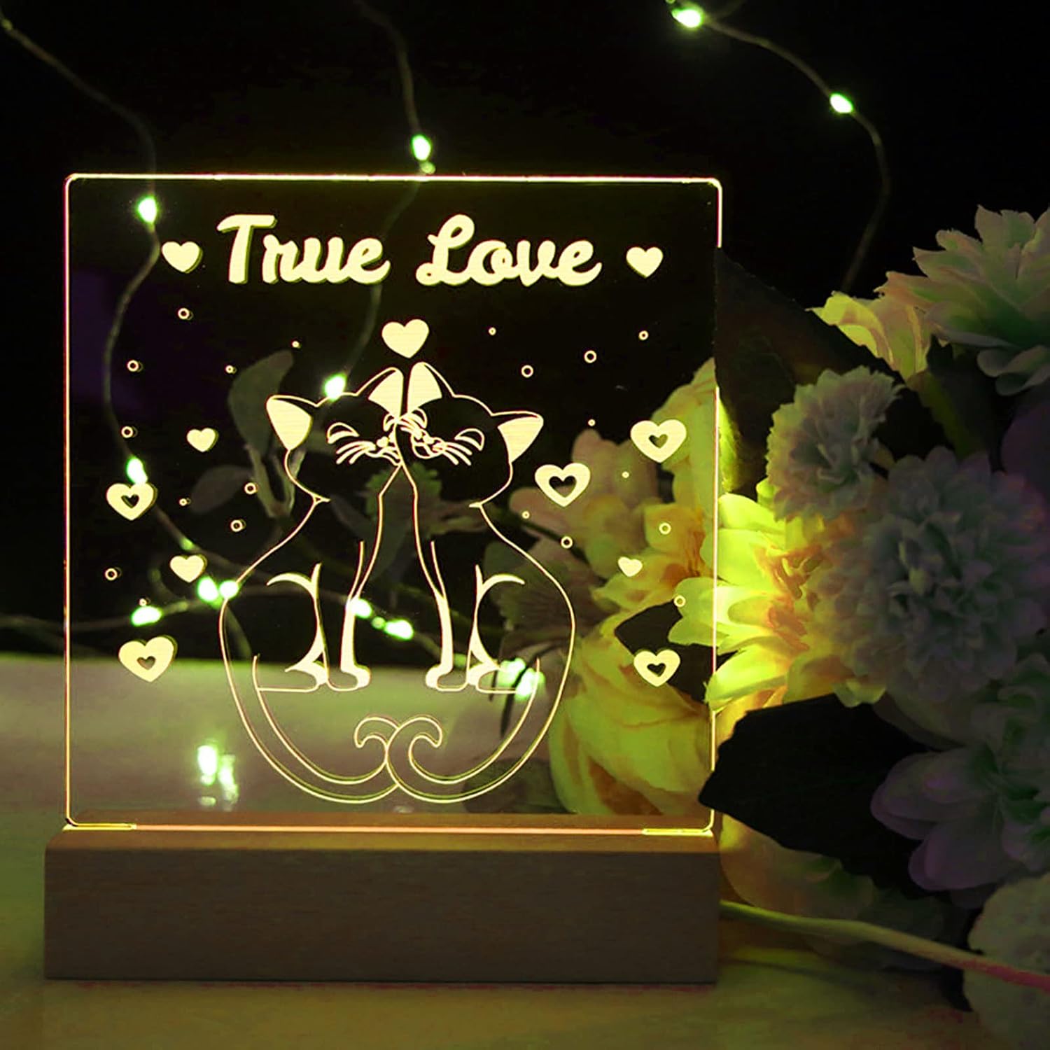 2Pcs Led Wooden Base Display Stand with Acrylic Sheets
