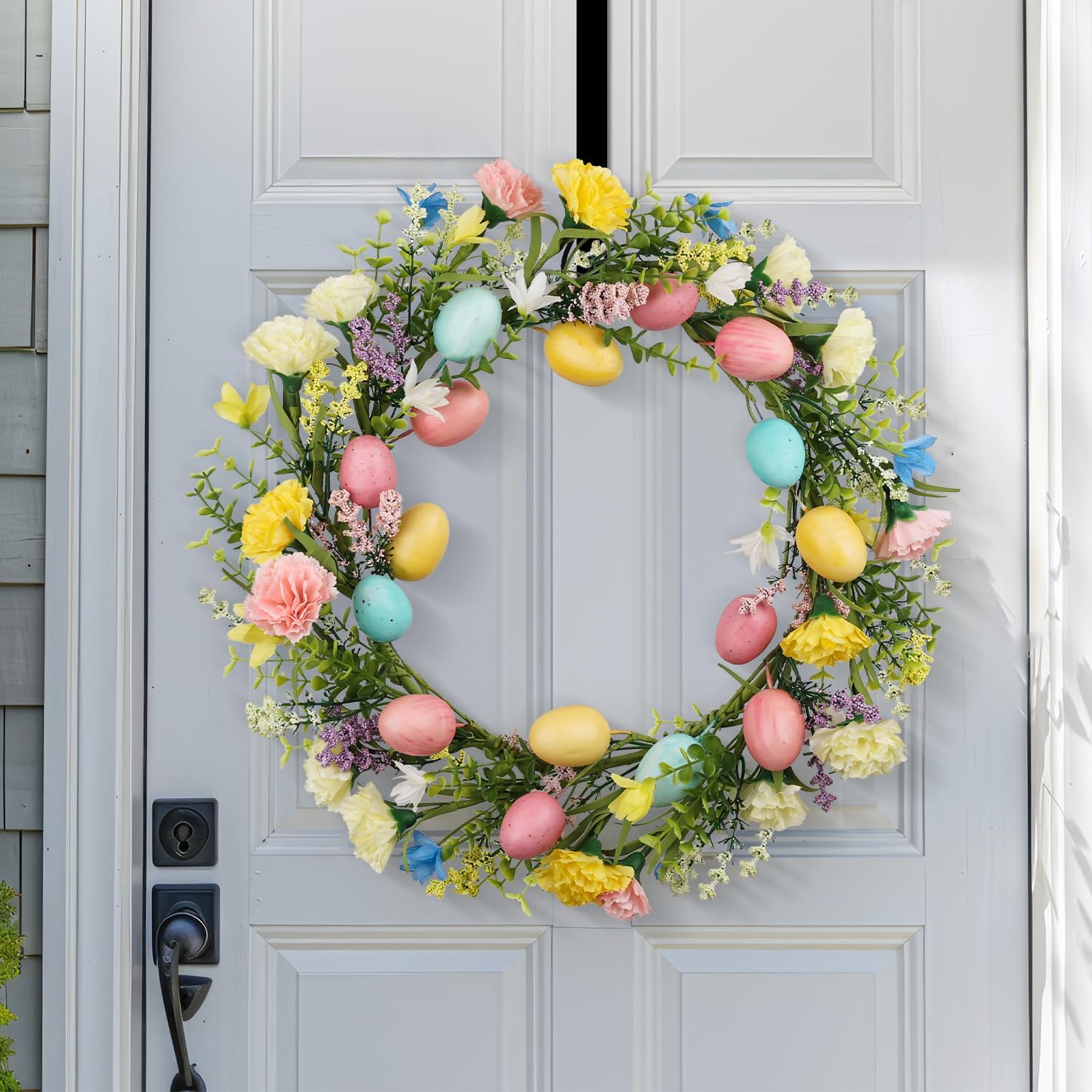 16 Inch Easter Wreath with Eggs and Flowers