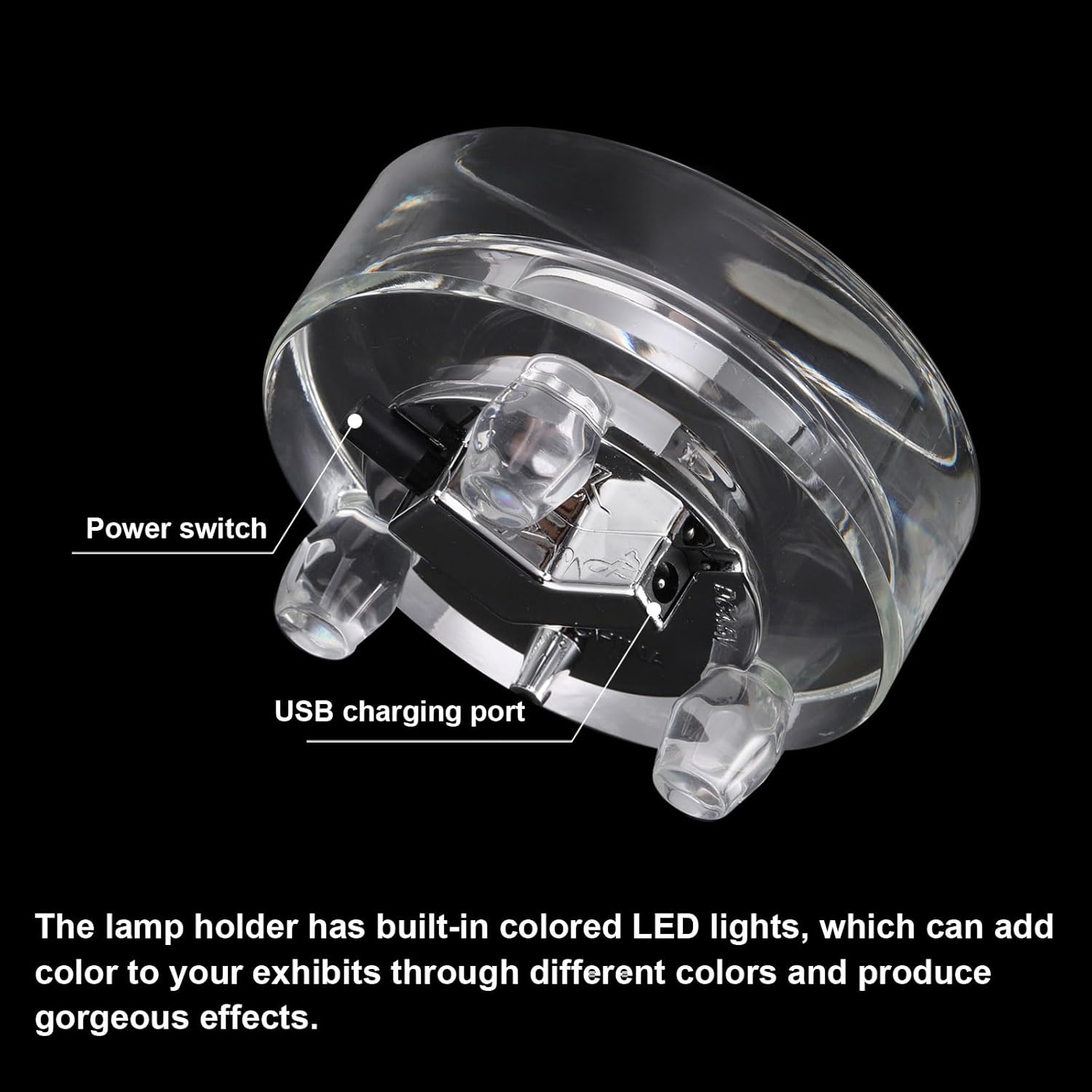 PATIKIL Crystal LED Light Base Stand 2-Pack