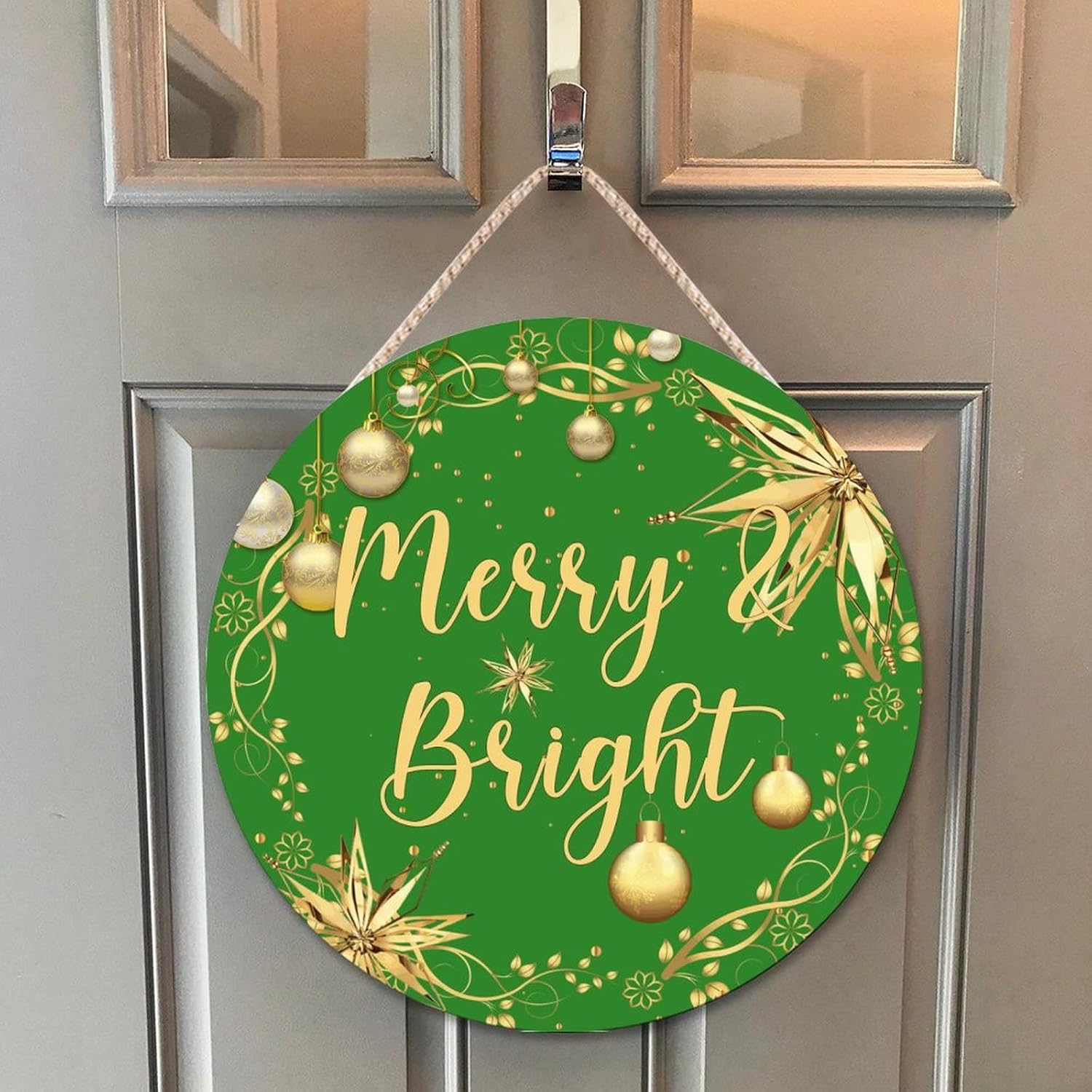Christmas Gold Wreath Door Hanger Home Decor