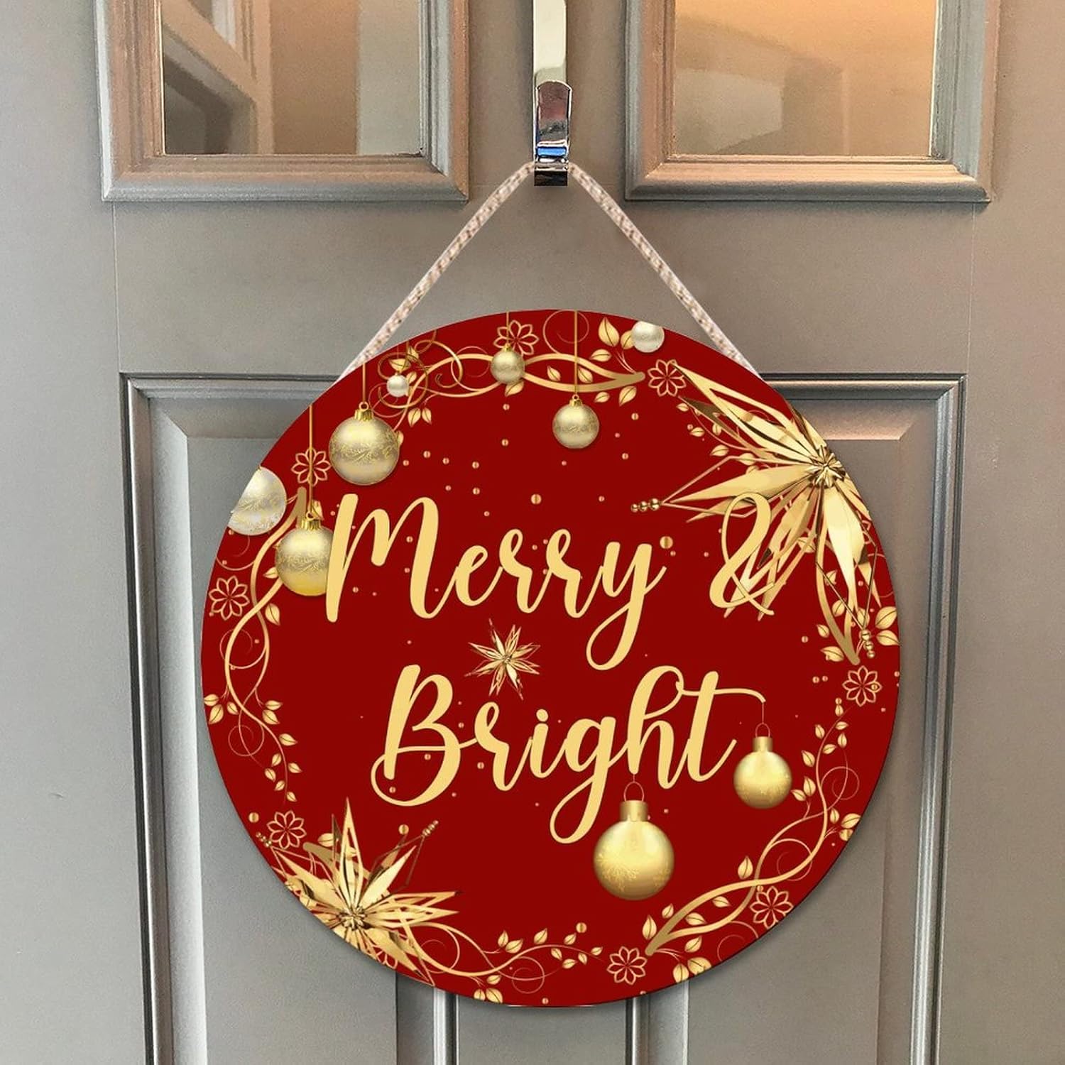 Farmhouse Door Hanger Christmas Gold Wreath Decoration
