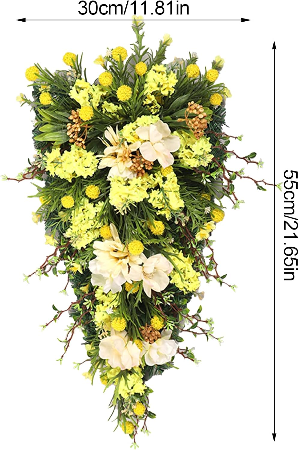 Floral Swag Decorative Teardrop Wreath Wall Hanging