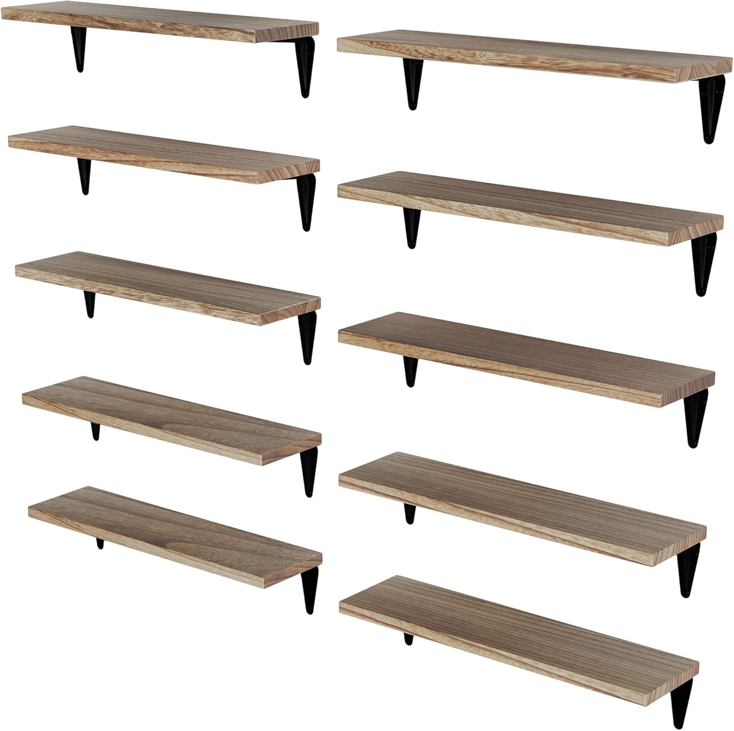 Wallniture Arras Wood Floating Shelves Set of 10