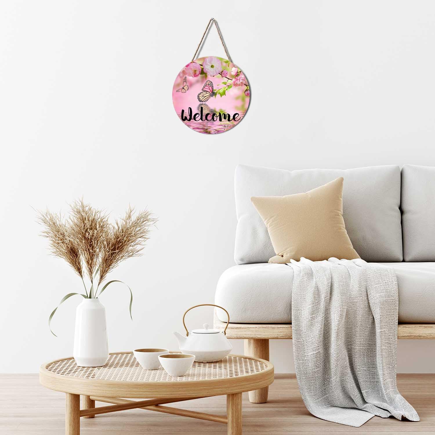 Welcome Butterfly Door Wreath Sign Front Door Decor