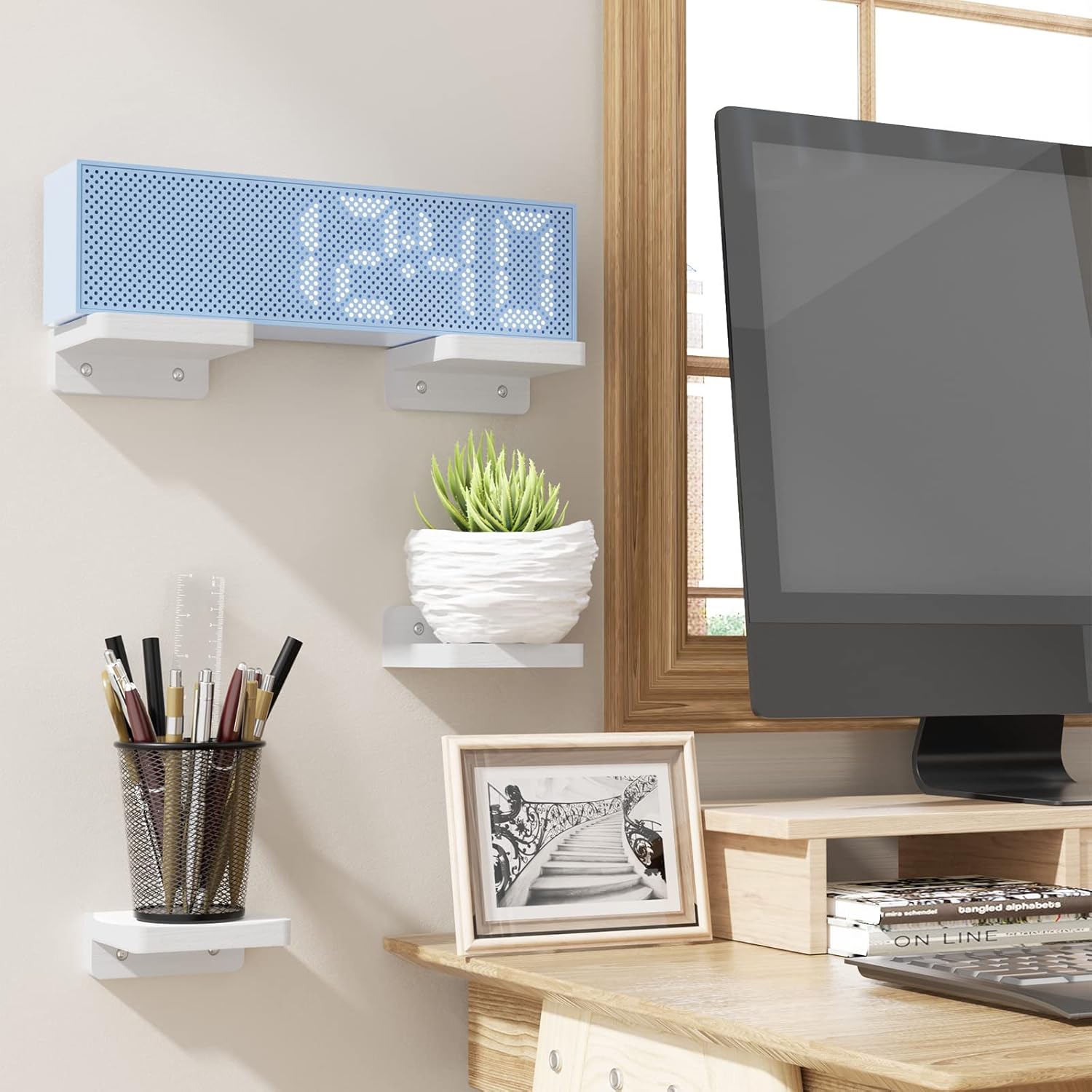 Sriwatan Mini Floating Shelves Set of 4 Washed White