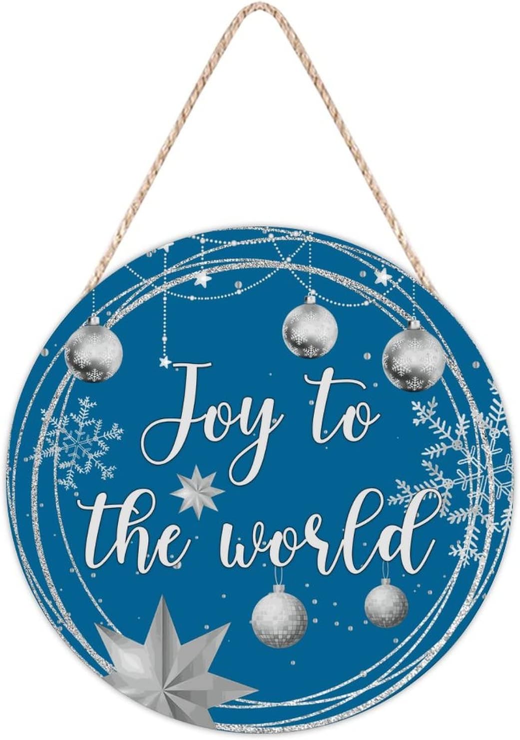 Christmas Gold Wreath Door Hanger 10x10in Wood Sign