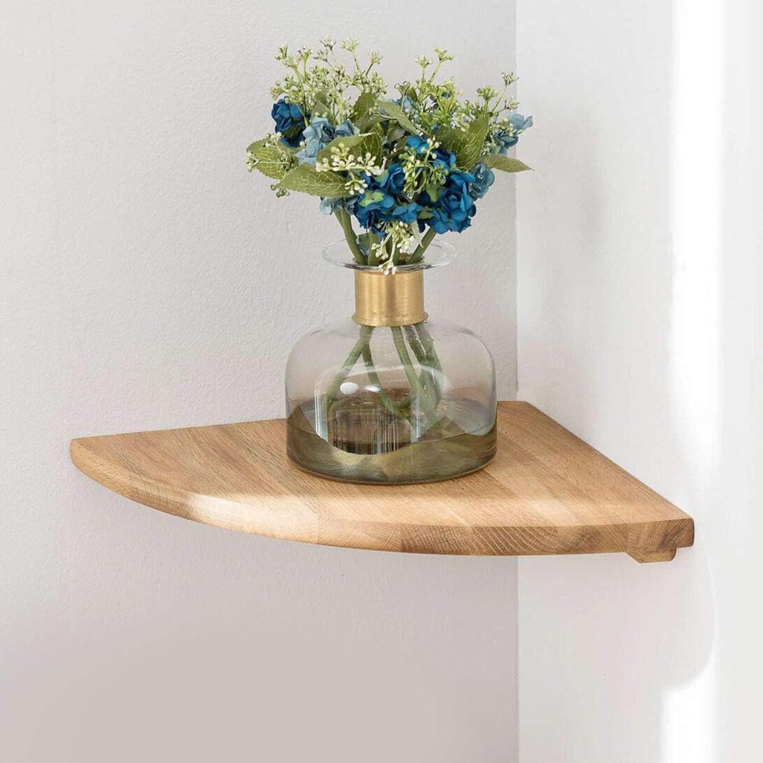 Conamily 7 Inch Solid Oak Floating Corner Shelf