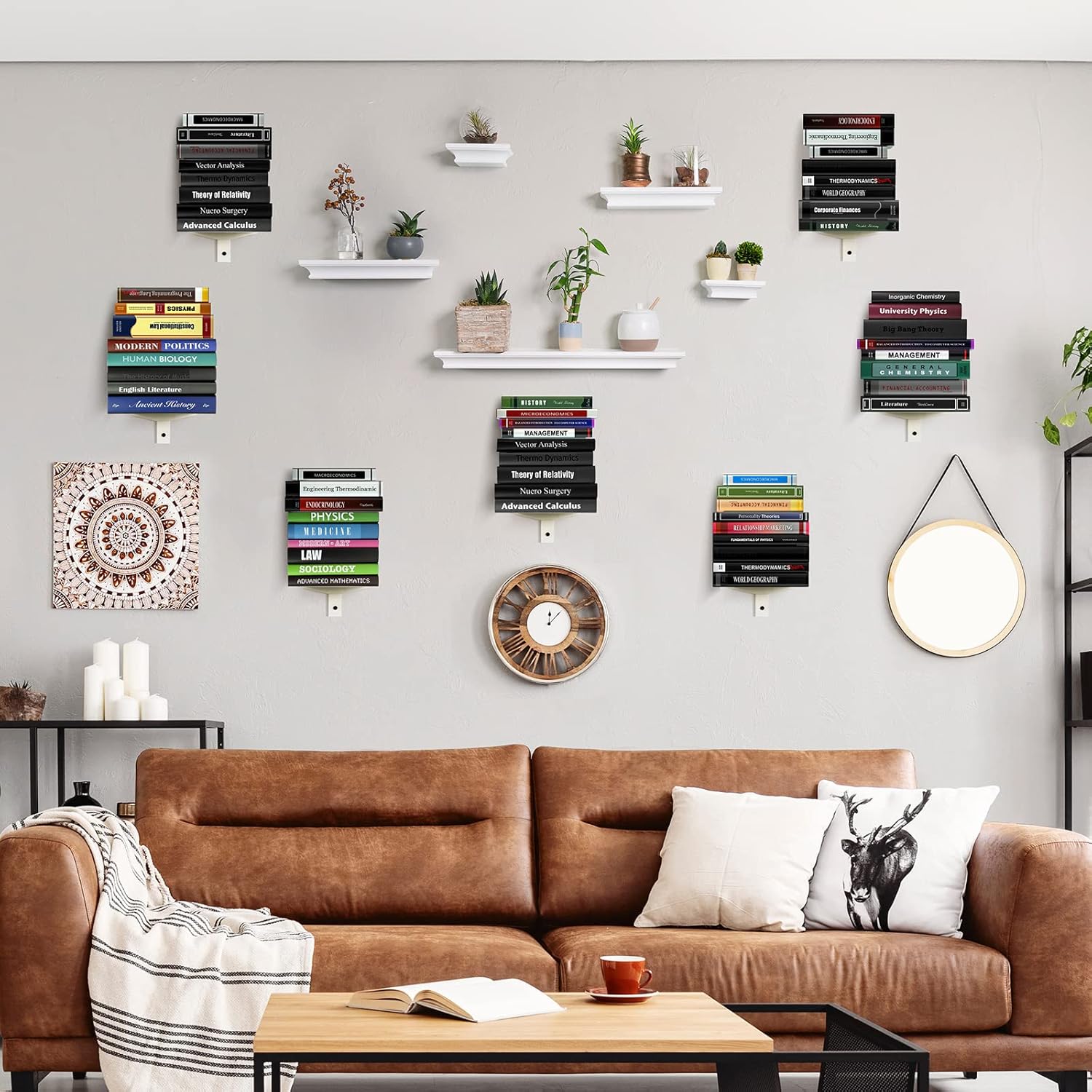 Floating Book Shelves 8 Tier Metal Wall Organizer 4 Pack