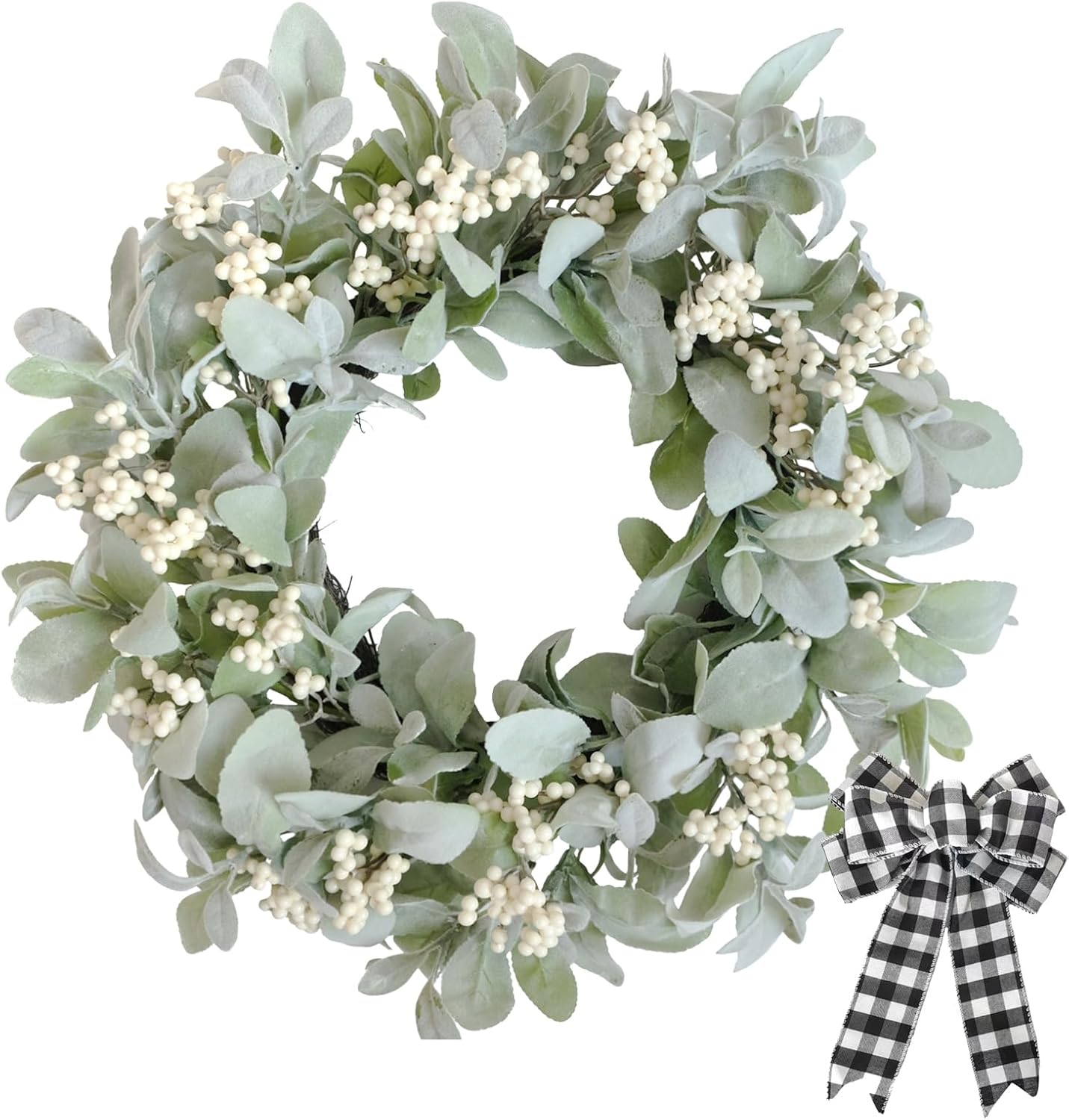 Bibelot 18 Inch Lambs Ear Wreath Spring Decor