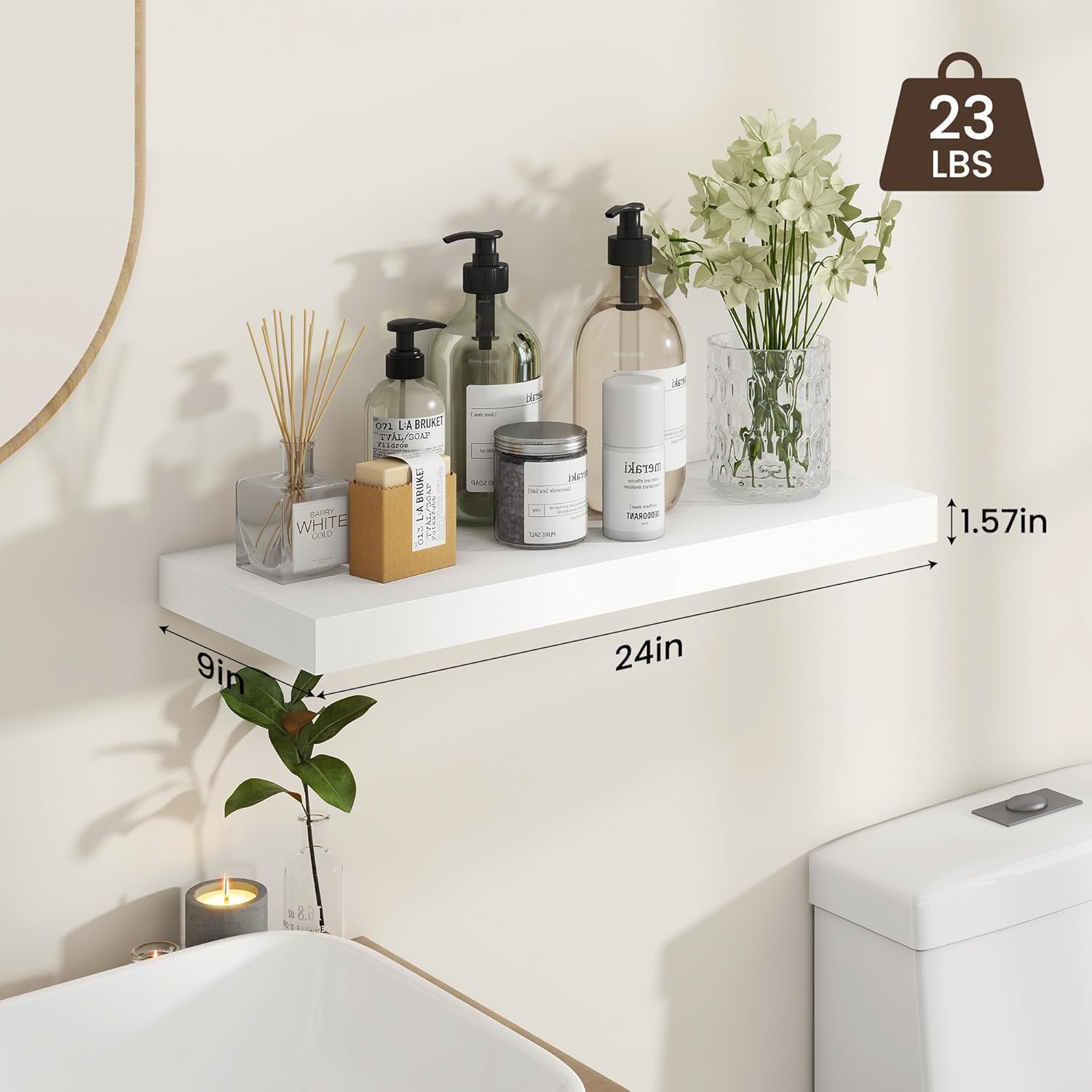 Heimlove 24 Inch Floating Shelves Wall Mount Set of 2