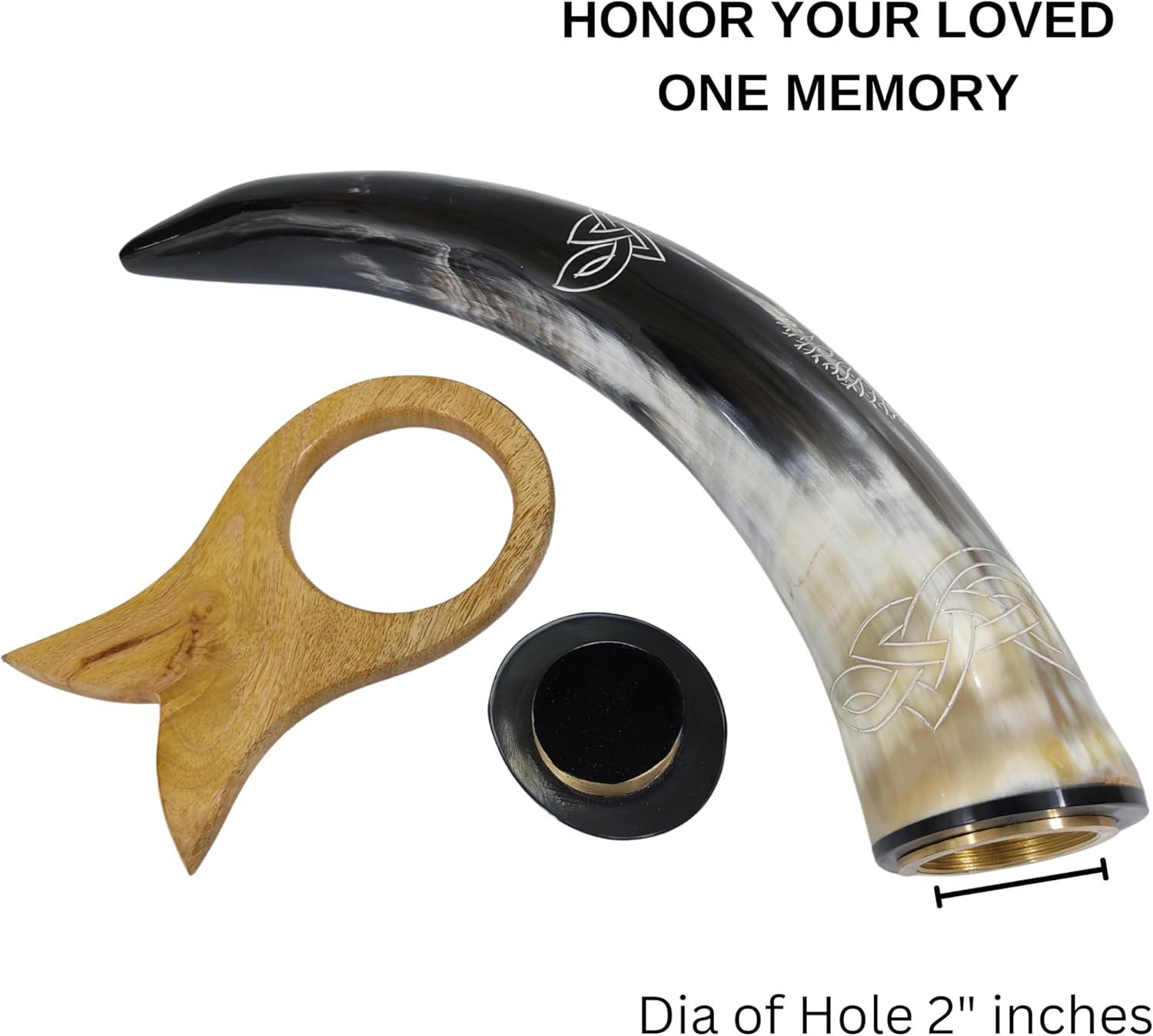 Unique Cremation Horn Urn With Vines Design