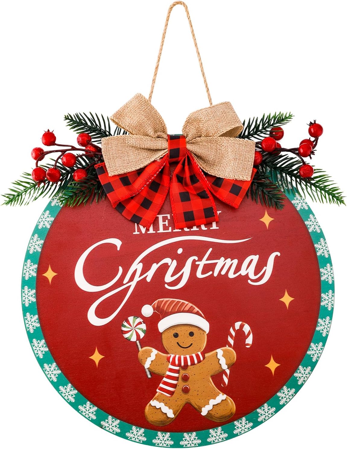 Gosknor Christmas Wreath Hanging Sign for Front Door