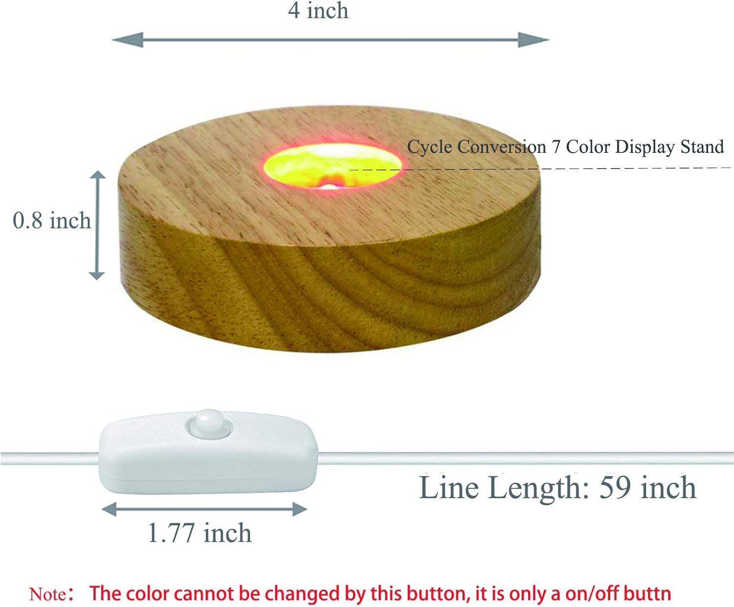 4 Inch LED Wooden Base Display Pedestal with USB Switch
