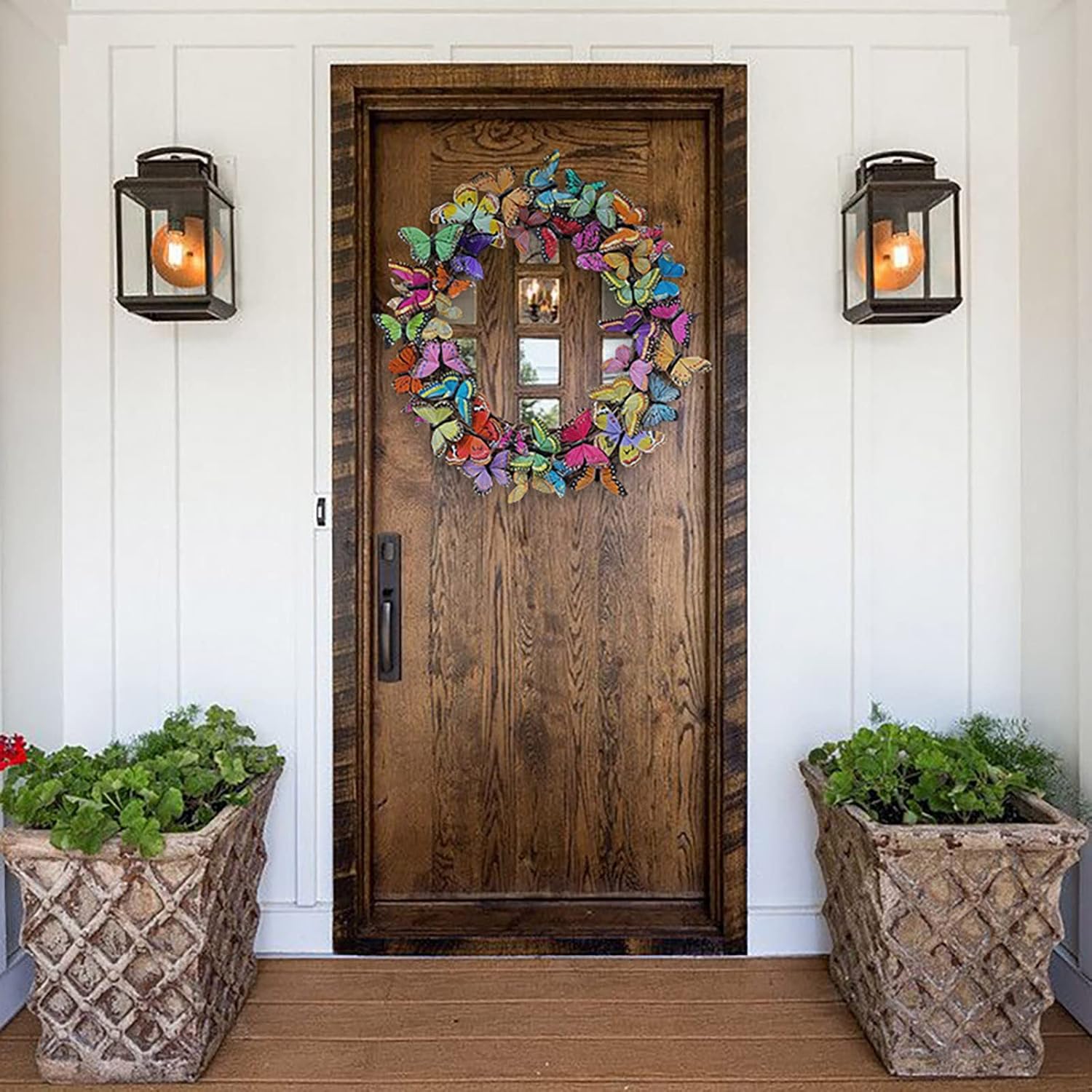 Butterfly Front Door Wreath with Artificial Tulips