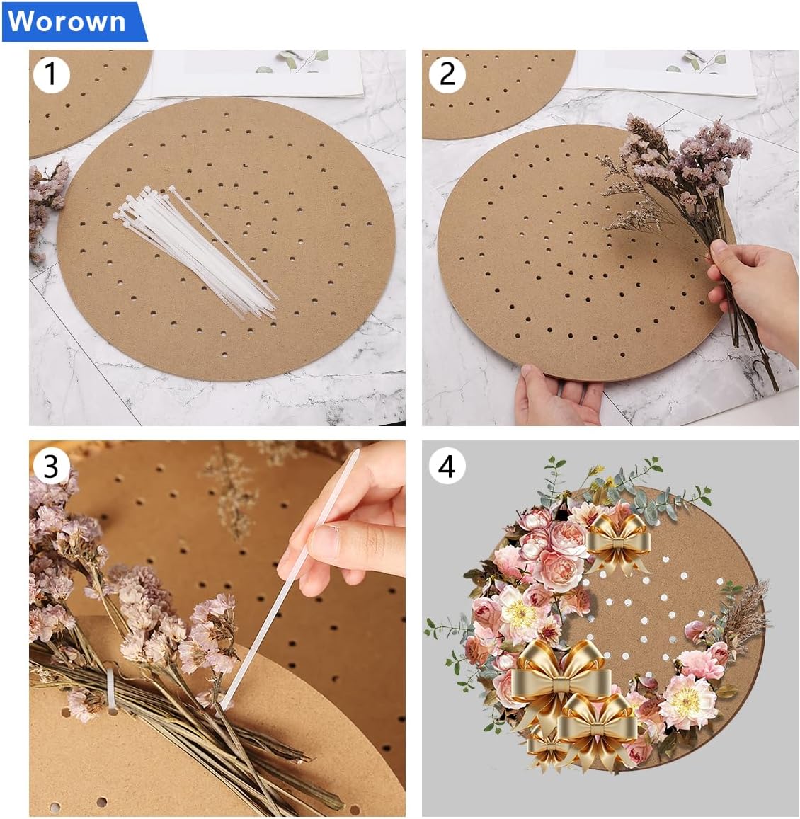 Worown 6 Pack 10 Inch Wreath Boards with Holes