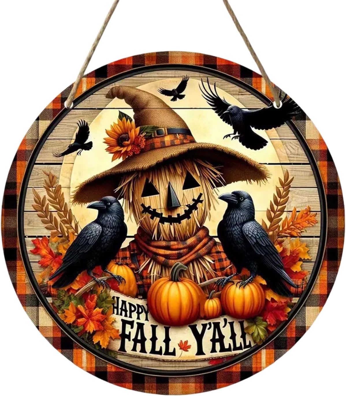 12 Inch Crow Wreath Halloween Door Decor