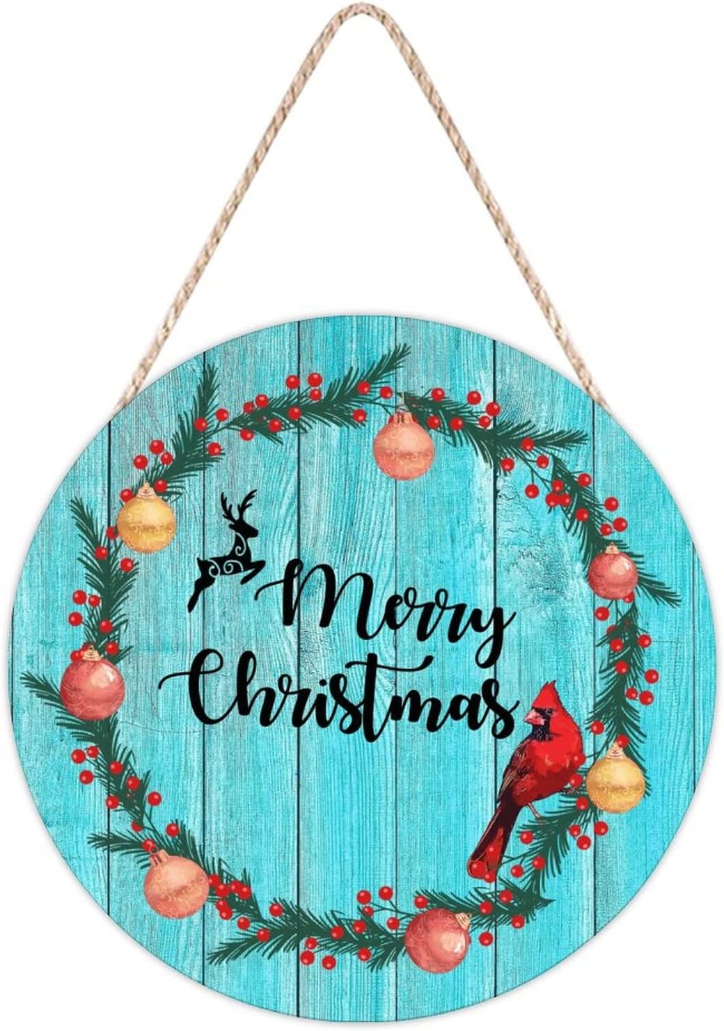 Red Bird Holly Berry Wreath Door Hanger