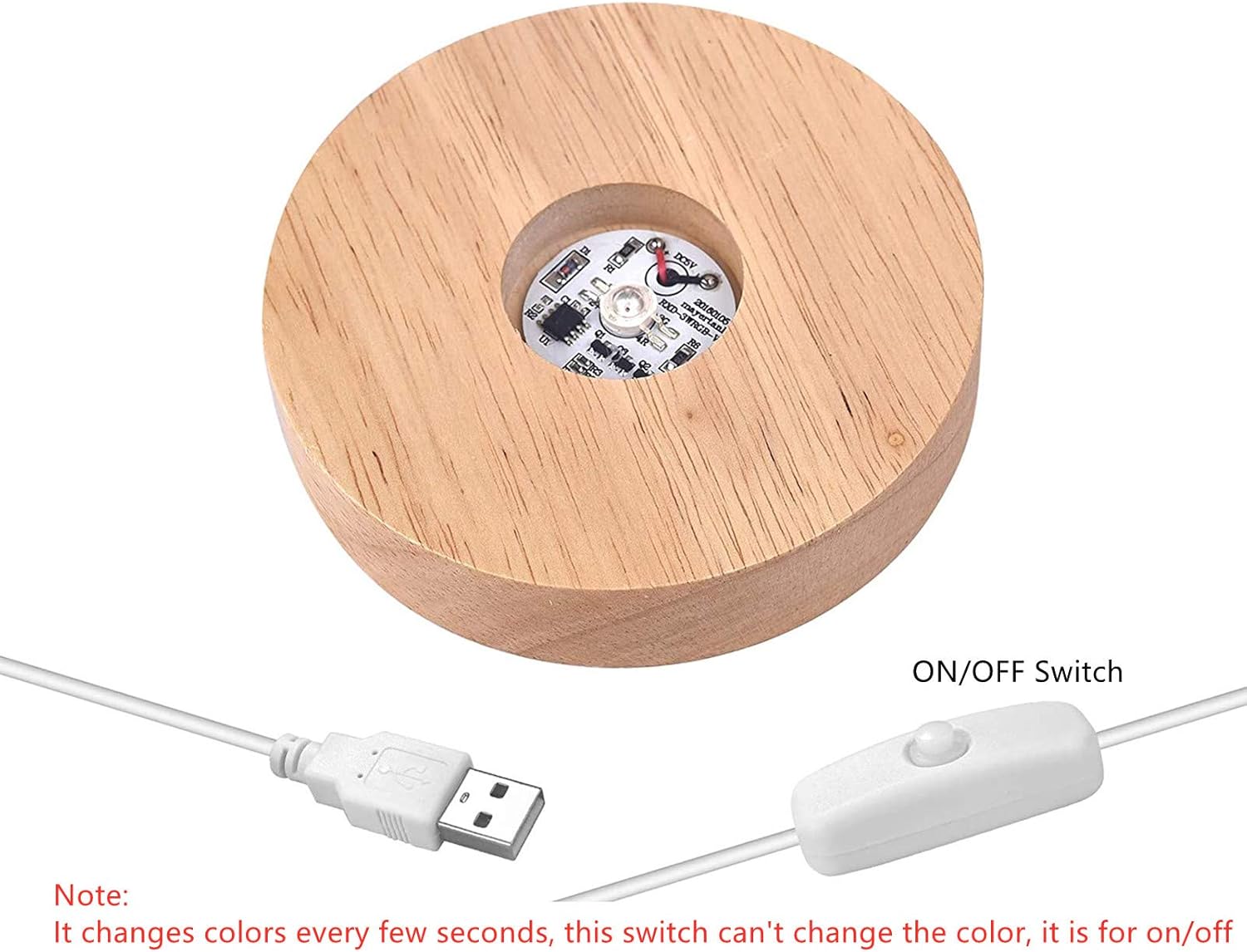 4 Inch LED Wooden Base Display Pedestal with USB Switch