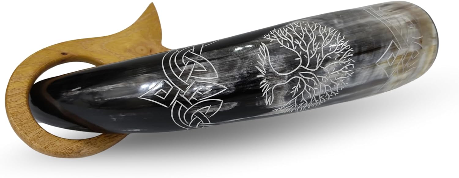 Unique Cremation Horn Urn With Vines Design
