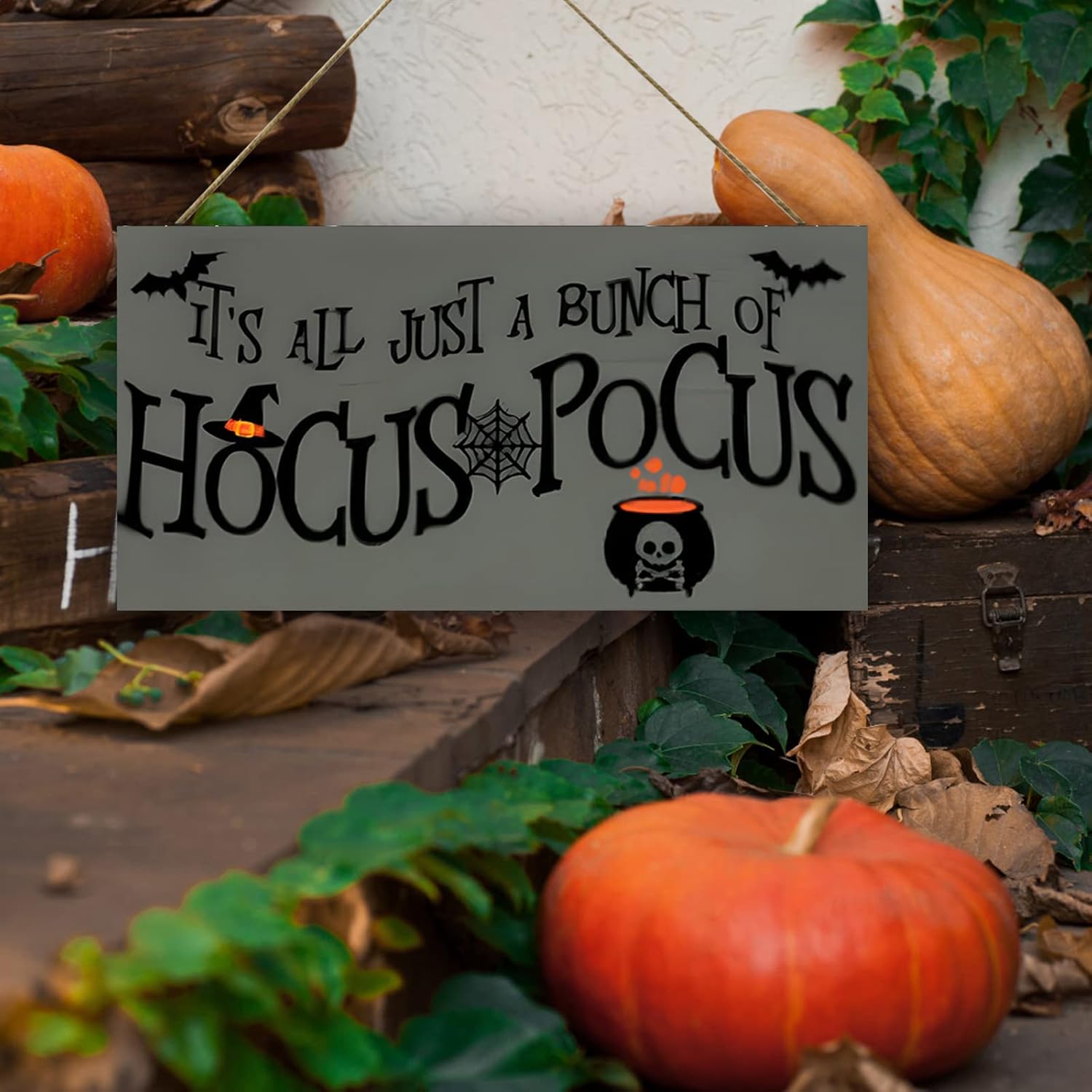 Halloween Wood Door Hanging Sign 114x59 Inch Decor