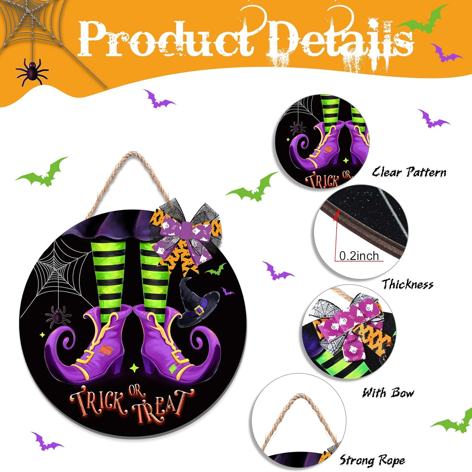 Capoda Halloween Witch Door Sign with Bow