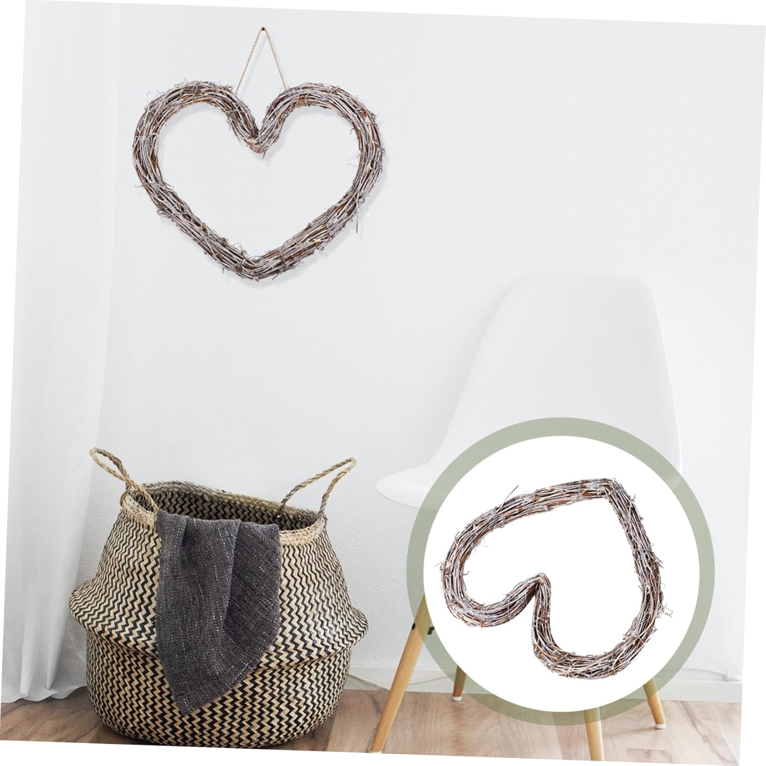 PRETYZOOM Rattan Heart-Shaped Door Wreath